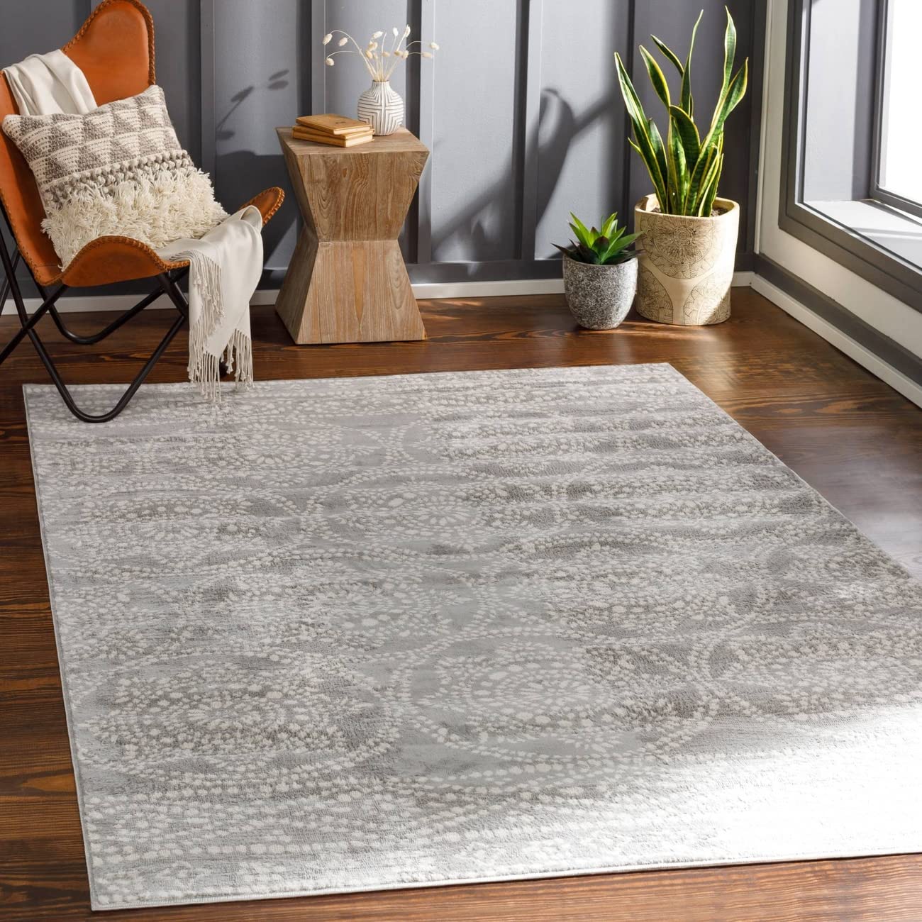 Mark&Day 9x13 Voulwames Medium Gray Area Rug - Soft Grey Black White Carpet for Living Room, Bedroom, Kitchen - Perfect for Home Decor & Cozy Spaces (9' x 12'3