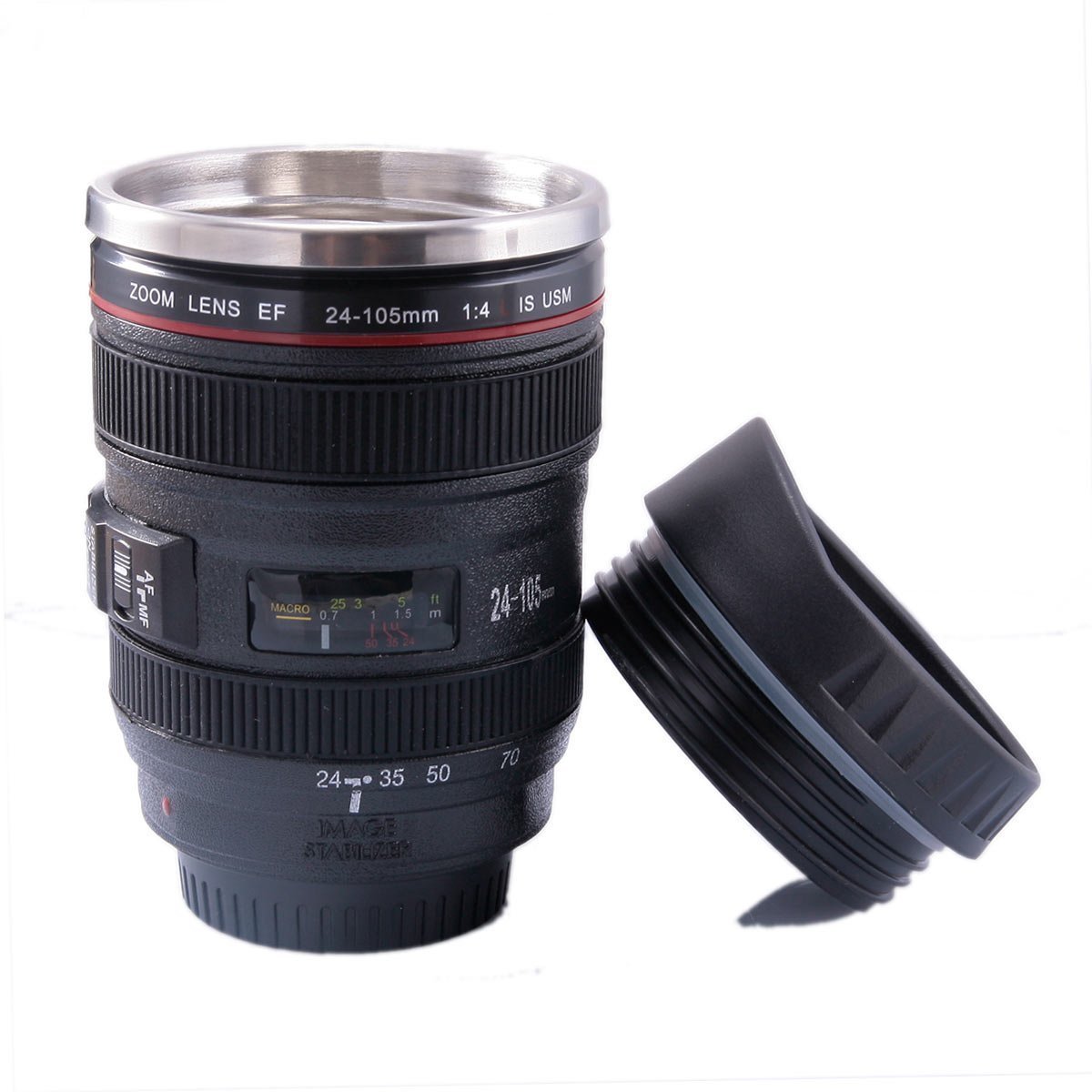 Funlavie Camera Lens Coffee Mug - Unique Travel Mug for Coffee & Tea, Novelty Birthday Gifts for Women & Men - Perfect for Office, Camping & Photography Enthusiasts