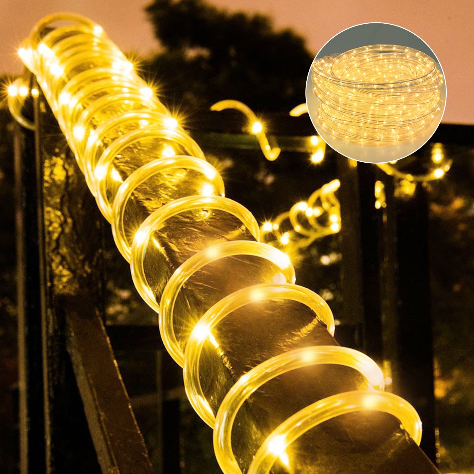 Afirst 18FT LED Rope Lights Outdoor - Warm White Connectable Waterproof Fairy String Lights (IP65) for Home, Garden, Bedroom, Patio & Holiday Decor - Perfect for Christmas, Wedding, Party & Landscape Lighting