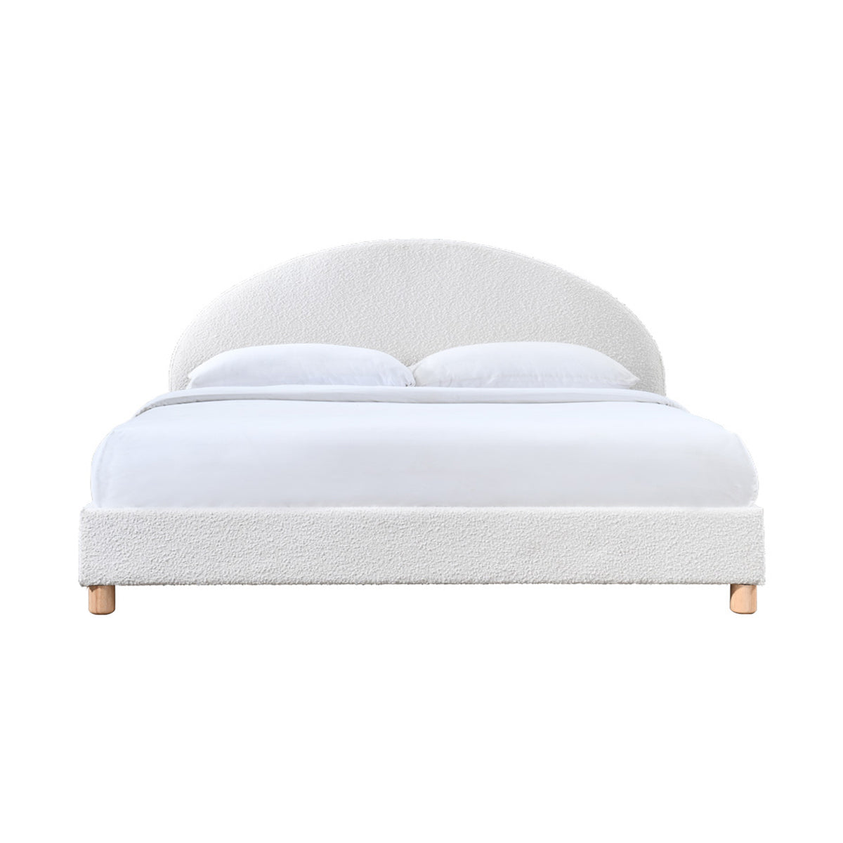 Archie Boucle King Size Bed Frame - White Upholstered Platform Bed with Headboard | Perfect for Master Bedroom, Guest Room & Modern Home Decor