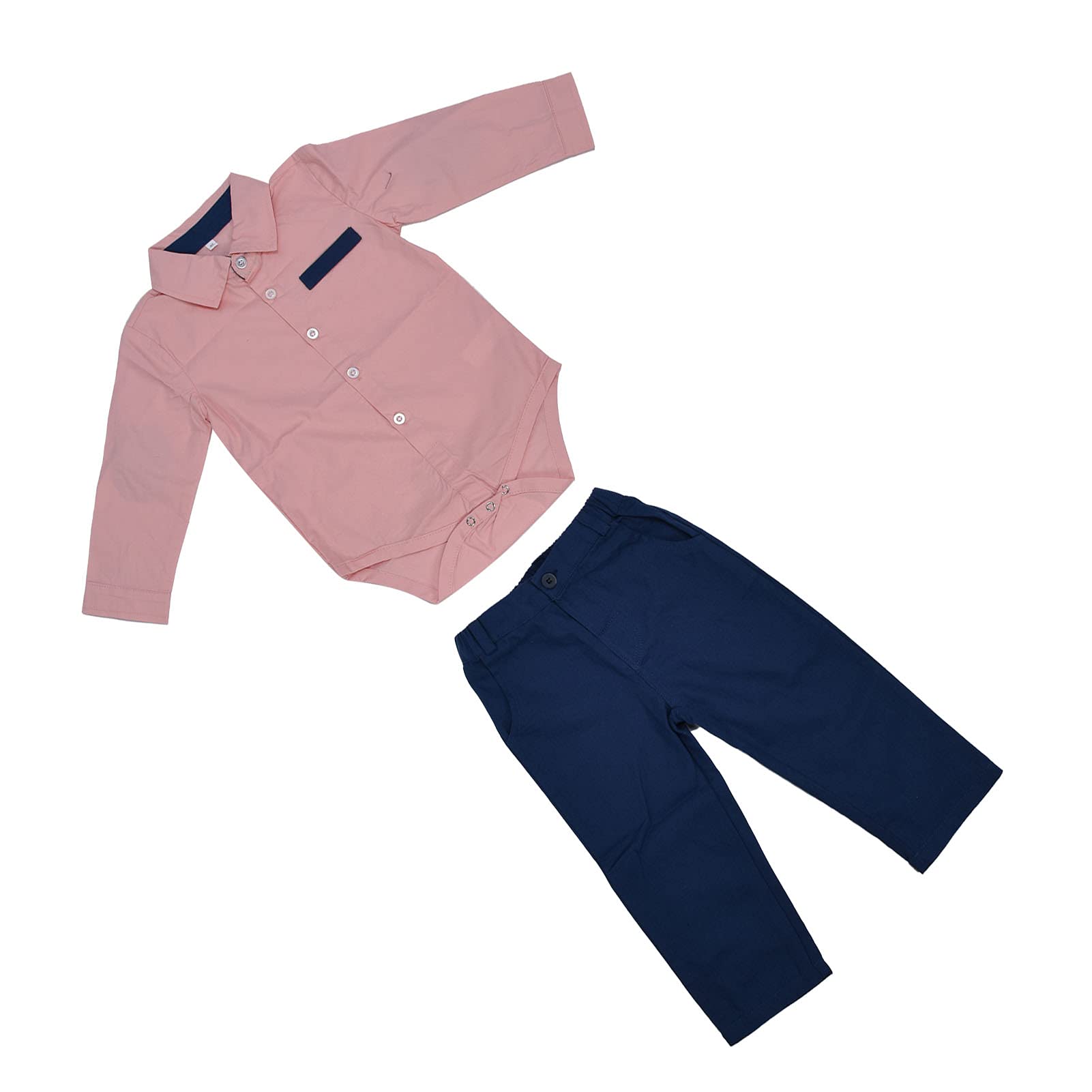 Hztyyier Baby Boy Shirts & Pants Set - Washable Gentleman Suit for Boys 80cm (Pink) | Perfect for Holidays, Parties & Special Occasions
