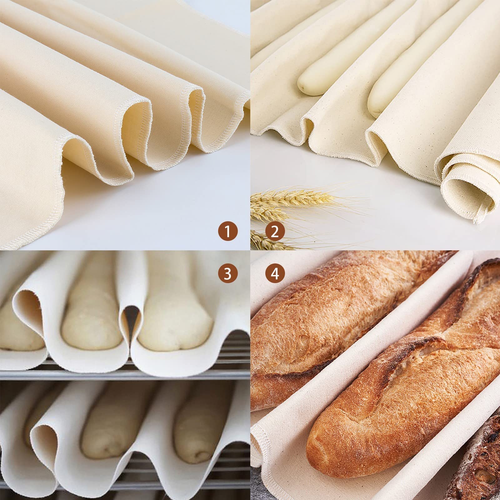 Professional Bread Proofing Cloth - XL Bakers Linen Couche for Baguettes, Loaves & Dough Shaping | Baking Tool with Holder Rack | Perfect for Artisan Bread Making & Home Bakers | Kitchen Bakeware Accessory