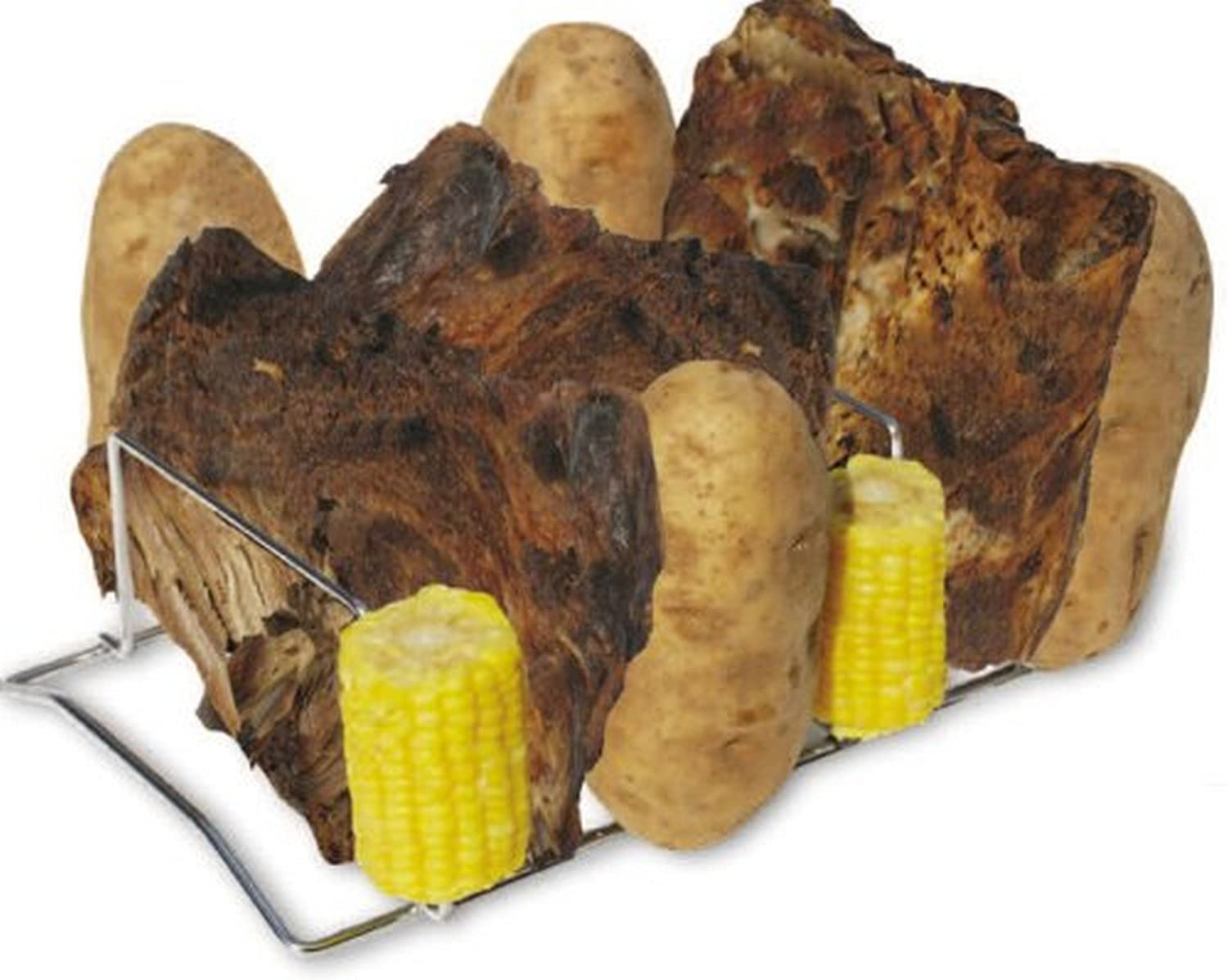 King Kooker Stainless Steel Rib Rack & Potato Rack for BBQ Grilling - Perfect for Backyard Cookouts, Camping, and Outdoor Parties