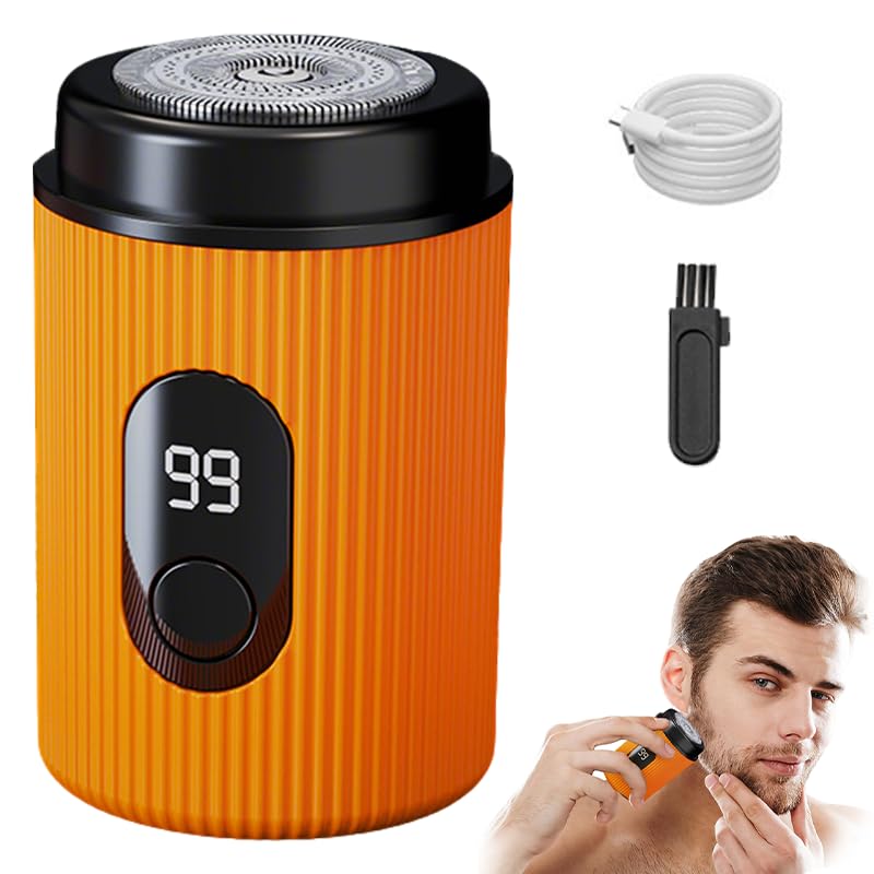 2025 Mini Electric Shaver for Men - Portable Rechargeable Waterproof Travel Razor with USB Charging | Perfect for Daily Shaving, Business Trips & Gifts (Orange)