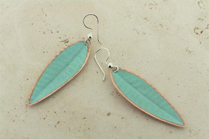 Large Copper Patina Leaf Earrings for Women - Handmade Boho Dangle Earrings - Perfect for Festivals, Weddings & Everyday Wear