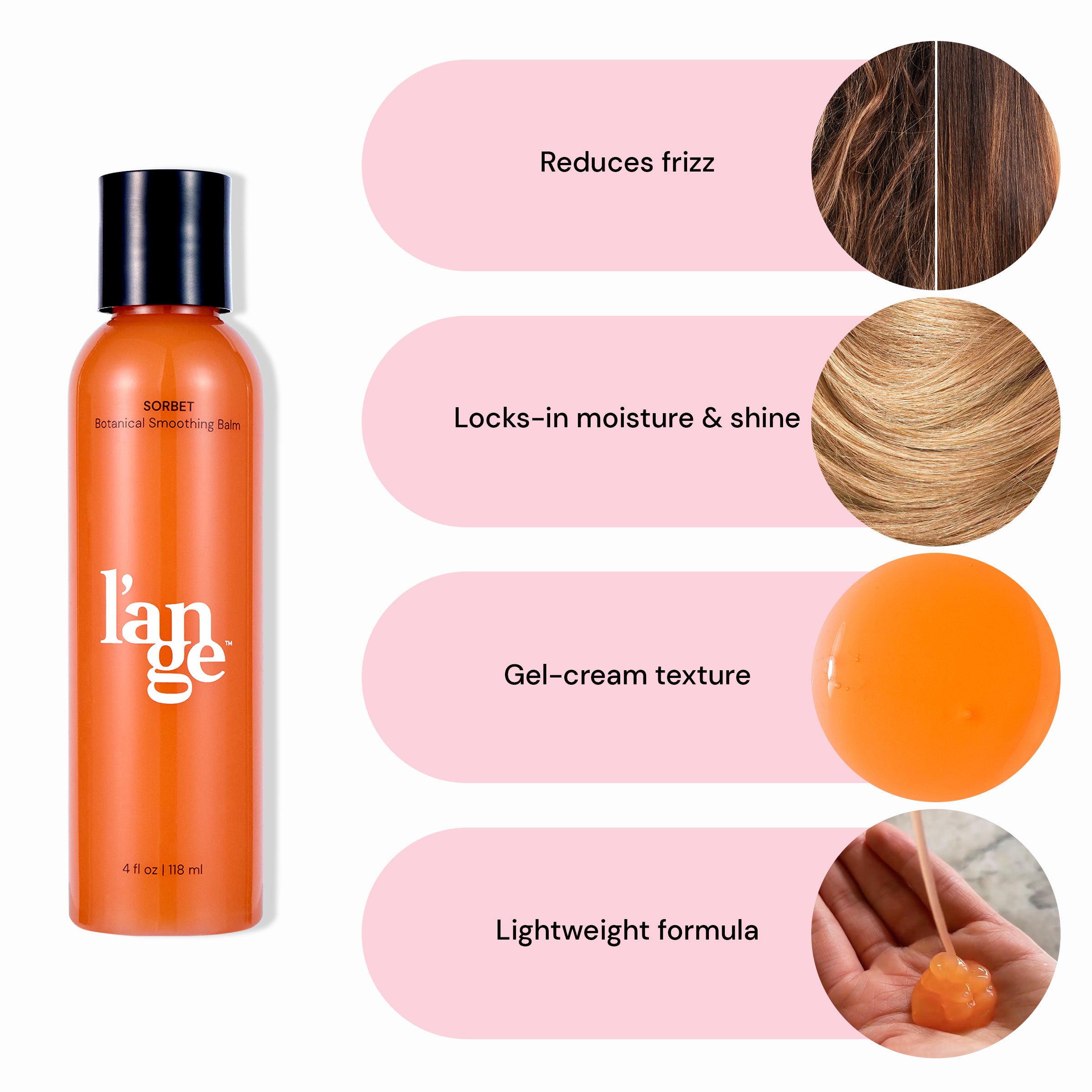 Sorbet Botanical Smoothing Balm for Frizzy Hair - Natural Hair Taming & Shine Enhancing Styling Cream for Women & Men - Perfect for Daily Use & Salon Styling