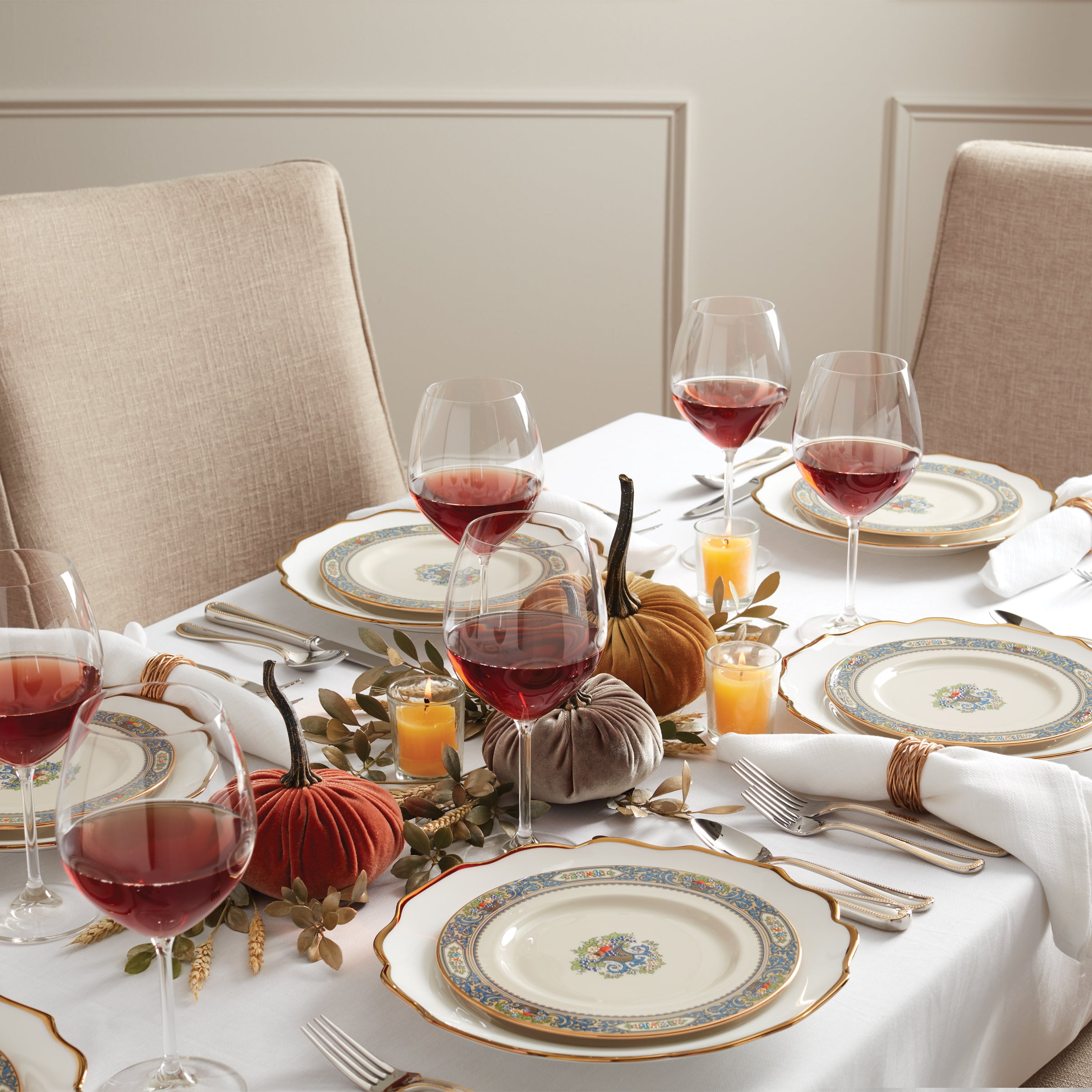Elegant Autumn Salad Plate Set - Durable Ceramic Dinnerware for Fall Gatherings & Thanksgiving Dinner Decor