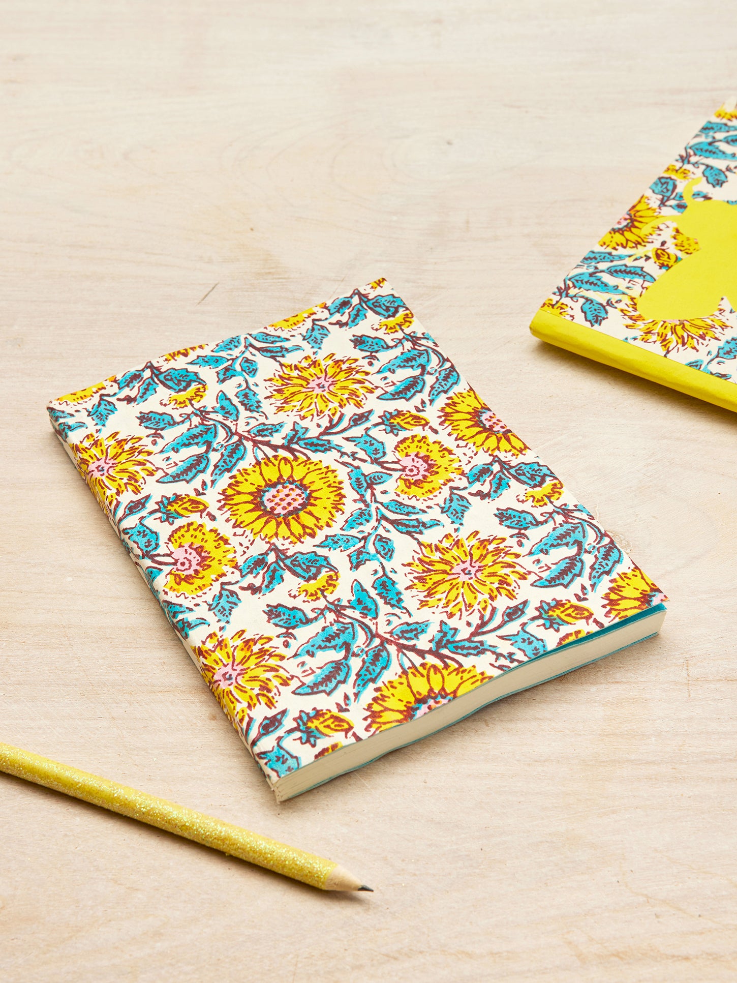 Namaste Block Print Notebook - Sunflower Design | Handmade Journal for Writing, Sketching & Gift Giving | Perfect for Yoga, Meditation & Travel