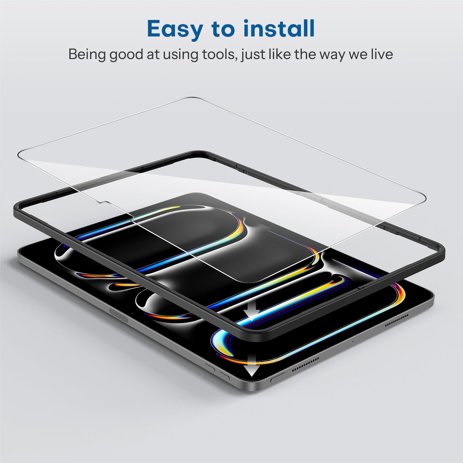 SPARIN 2 Pack Tempered Glass Screen Protector for iPad Pro 11 Inch 2024 M4 (5th Gen) - Case Friendly, Apple Pencil Pro Compatible with Alignment Frame - Perfect for Drawing, Note-Taking & Daily Protection