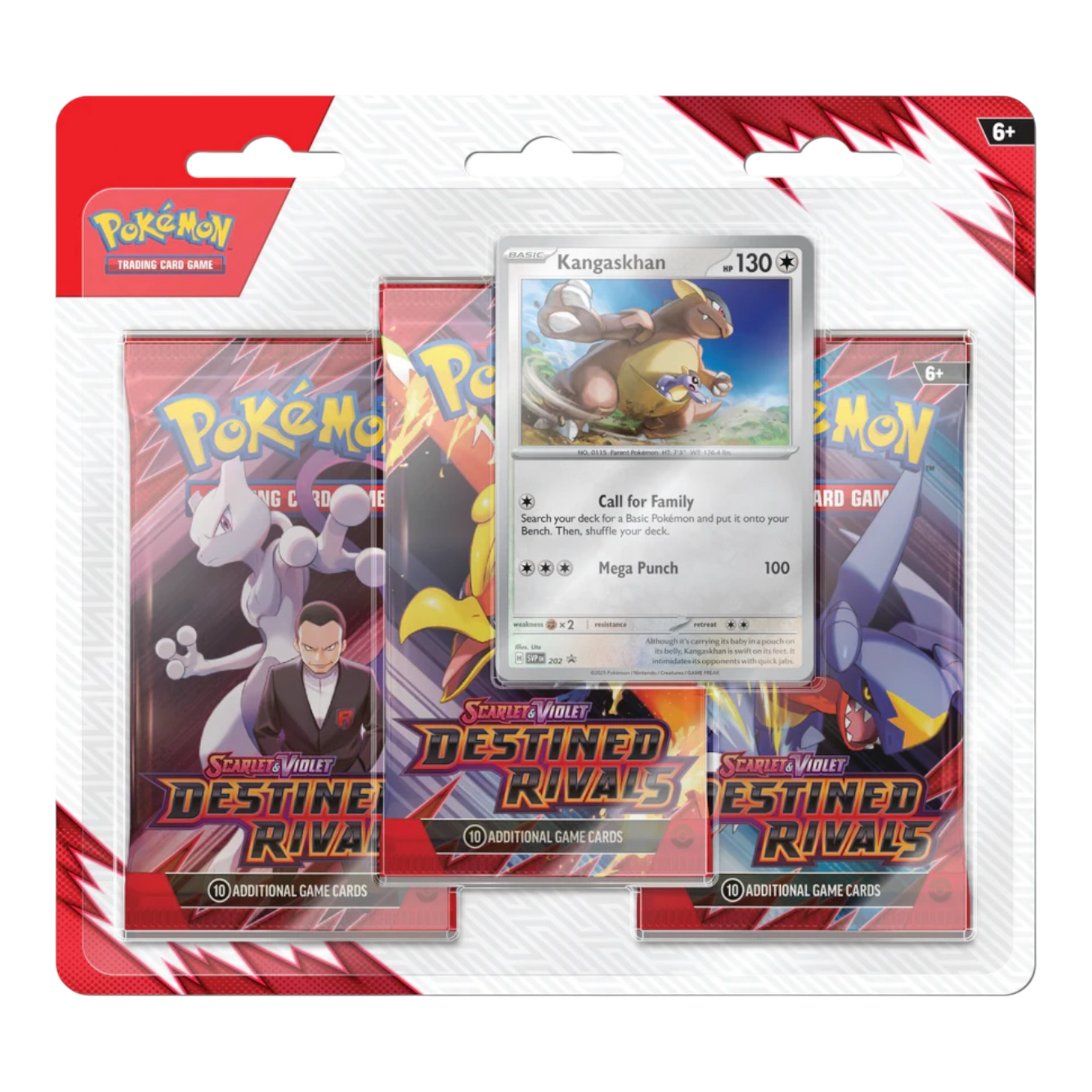 Pokemon Scarlet & Violet: Destined Rivals 3-Pack Blister with Kangaskhan - Collectible Trading Cards for Battles & Gaming Fun