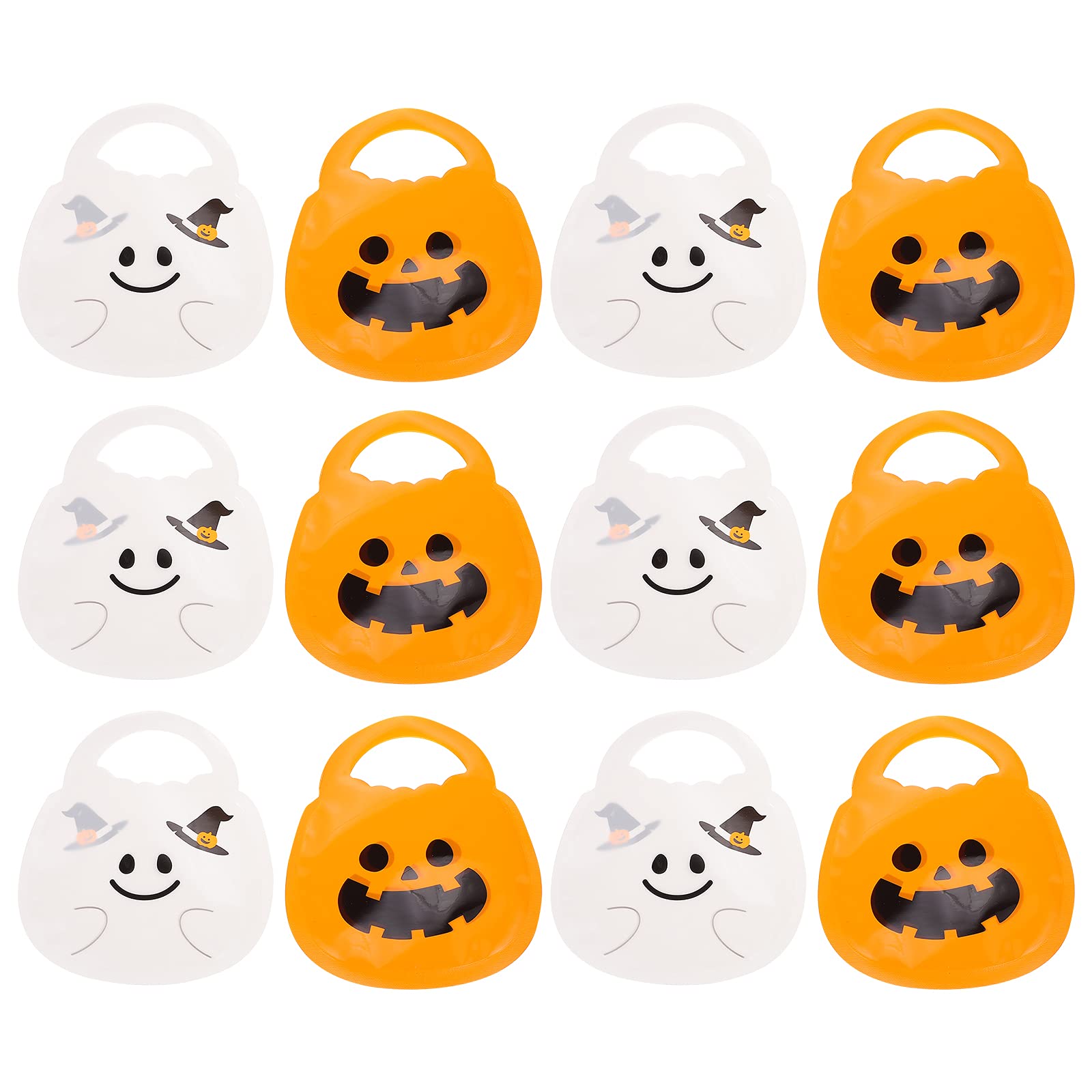 LUOZZY 20Pcs Halloween Pumpkin Candy Bags - Reusable Ghost Cookie Containers with Handles for Trick or Treat, Party Favors & Halloween Decorations