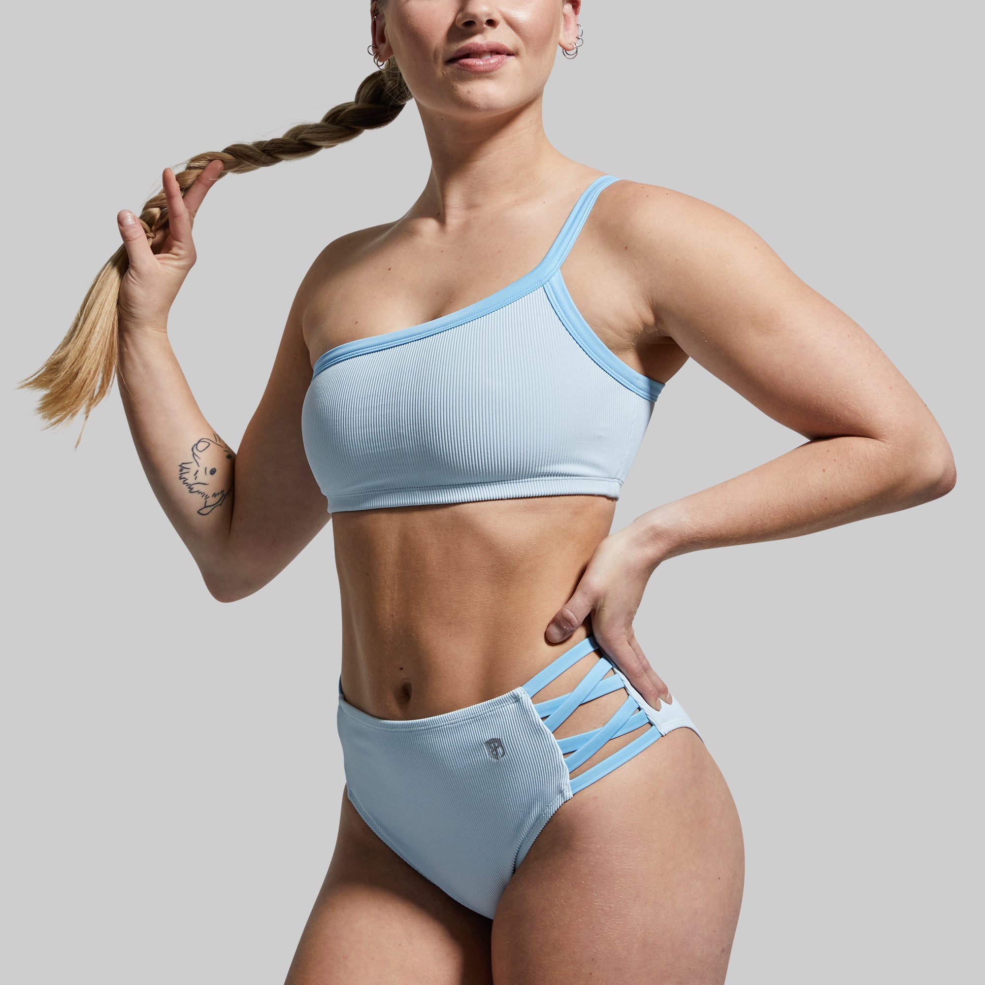 Deep End Bikini Top - Angel Blue Ribbed Swimwear for Women | Perfect for Beach, Pool & Summer Vacations