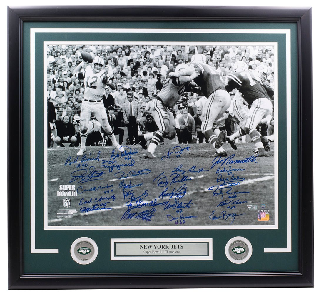 1969 New York Jets Super Bowl III Signed Framed 16x20 Photo - Joe Namath & Team Autographed Memorabilia - Perfect for Sports Collectors, Man Cave Decor & Football Fan Gifts