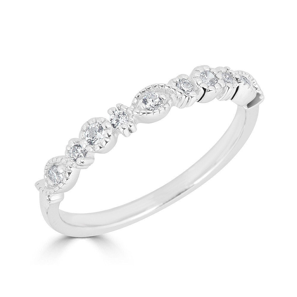 14KT Gold 1/5 CTW Diamond Alternating Shape Stackable Band Ring for Women - Perfect for Stacking, Layering & Everyday Wear