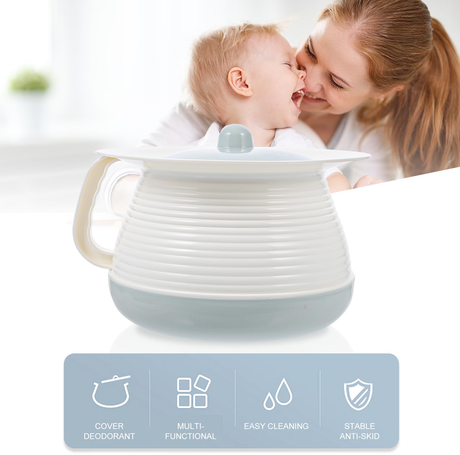 Baluue Plastic Chamber Pot with Lid - Odor-Proof Urinal Bottle for Elderly, Adults & Pregnant Women - Portable Spittoon & Bedside Urine Pot for Home, Hospital & Travel Use