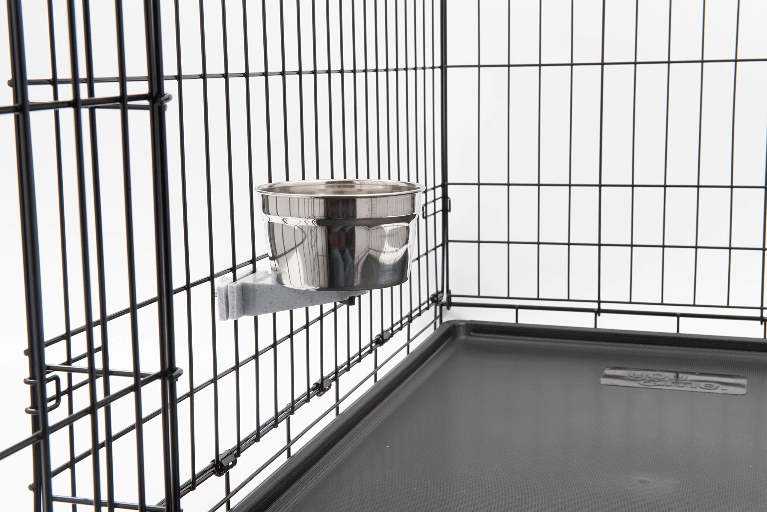 Stainless Steel Hanging Dog Water Bowl - Non-Spill Pet Crate Bowl for Kennels & Cages - Durable 20oz (2-Pack) - Perfect for Travel, Crates & Indoor/Outdoor Use