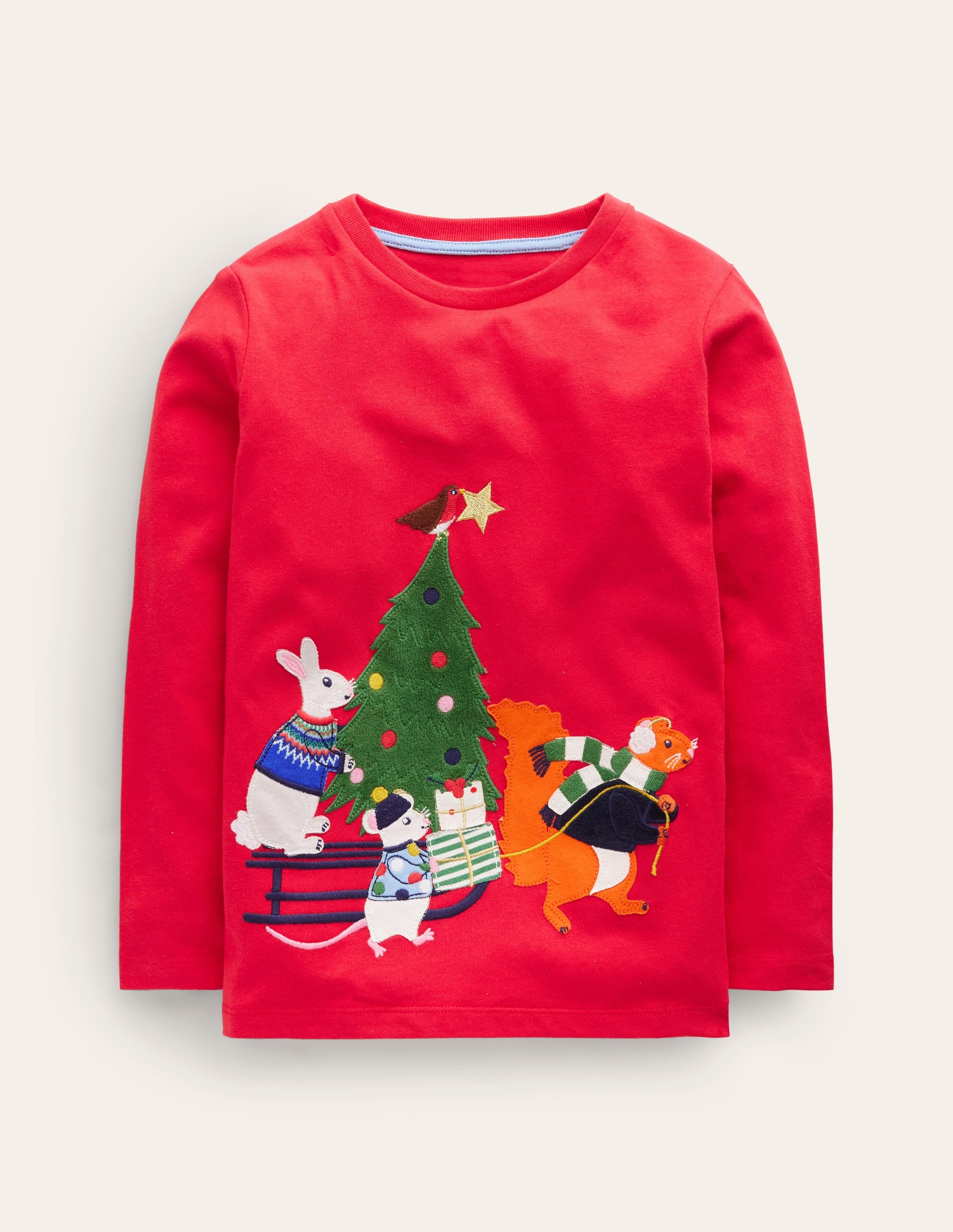 Rockabilly Red Animal Appliqué T-Shirt - Festive Friends Graphic Tee for Casual Wear & Vintage Style Outfits