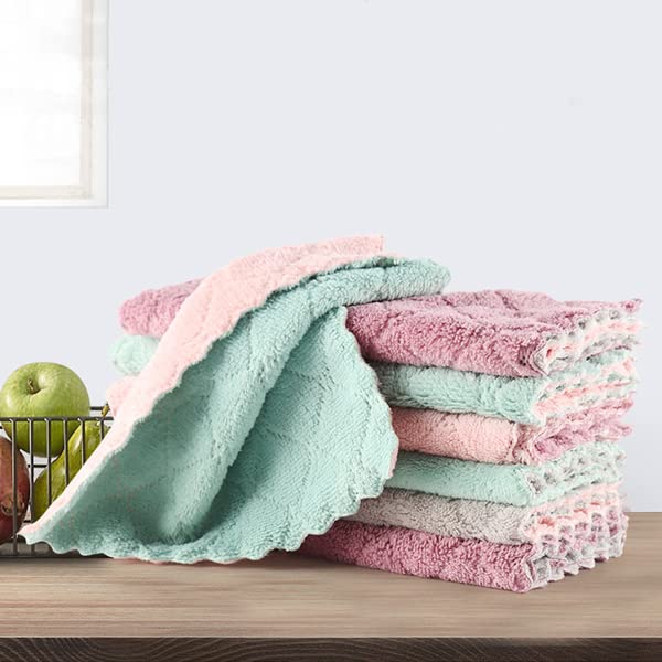 Premium Microfiber Kitchen Dish Cloths - Super Absorbent & Lint-Free Cleaning Towels for Dishes, Countertops & Glass Surfaces - Ideal for Washing Dishes, Wiping Tables & Household Cleaning