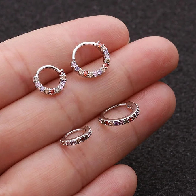 20G 6mm & 8mm CZ Pave Hoop Septum Ring - Stainless Steel Body Jewelry | Perfect for Nose Piercing, Cartilage & Helix - ER8508