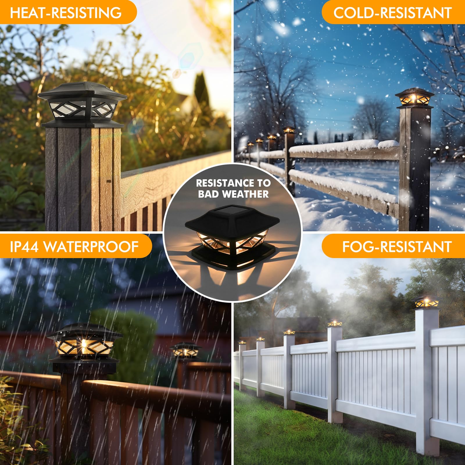 TWINSLUXES Solar Post Lights Outdoor - Waterproof LED Solar Cap Lights for 3.5x3.5 to 6x6 Wooden/Vinyl Posts - 2 Brightness Modes - Perfect for Garden, Fence, Patio & Pathway Lighting
