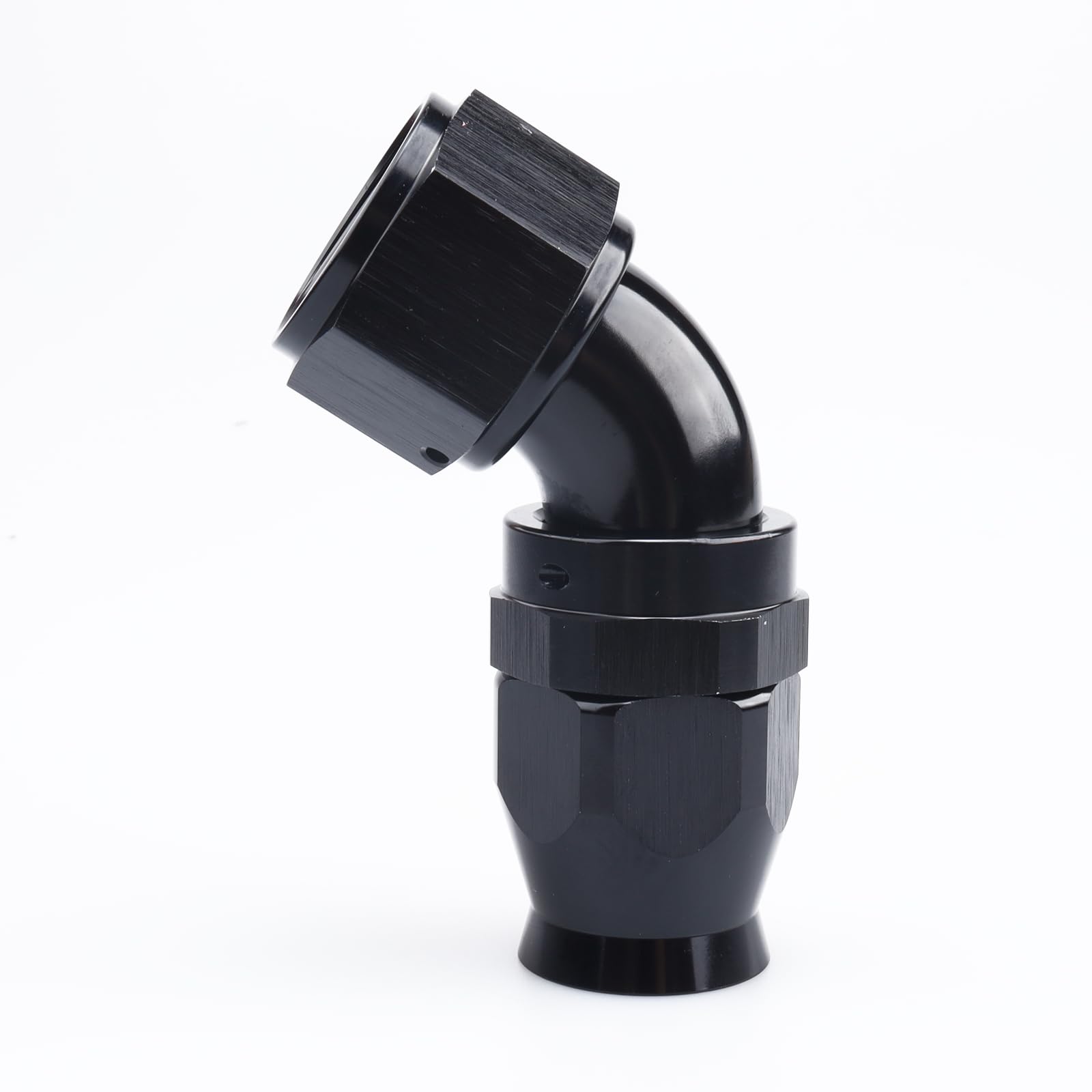 Black Aluminum AN8 PTFE Hose Fitting -60° Swivel Seal for Fuel Hoses in Automotive & Marine
