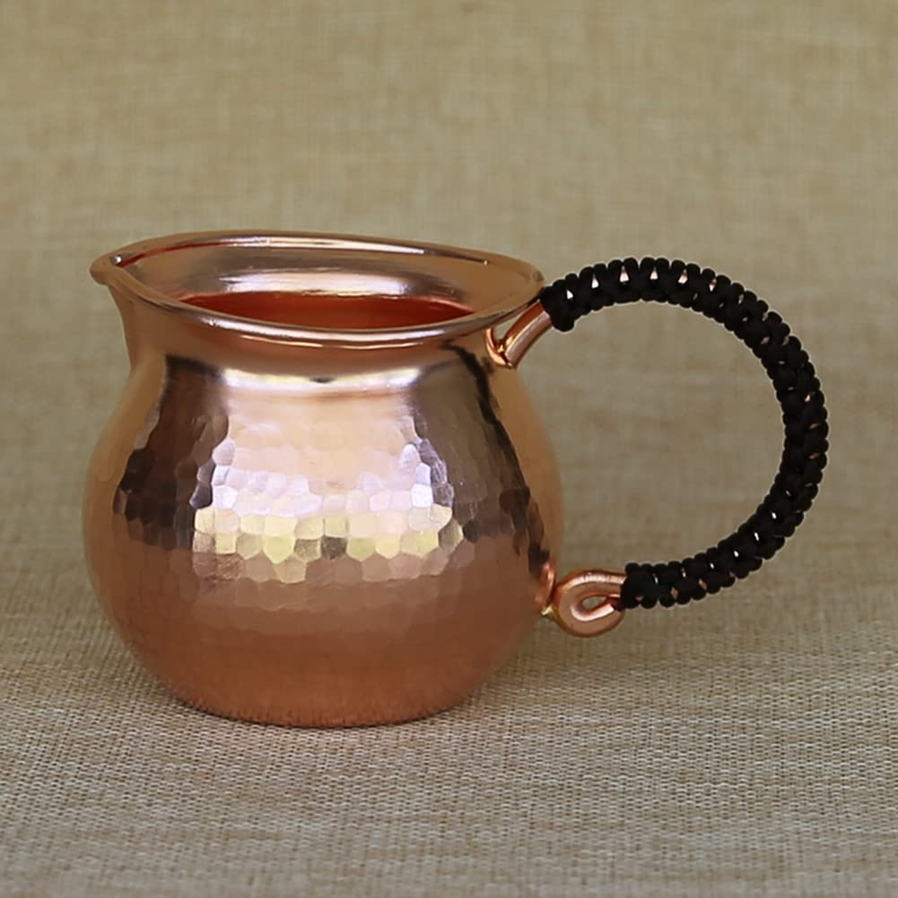 Handmade Pure Copper Justice Cup with Kung Fu Tea Filter - Traditional Chinese Tea Divider & Side Handle Tea Set for Gongfu Tea Ceremony, Home Brewing, and Gift Giving