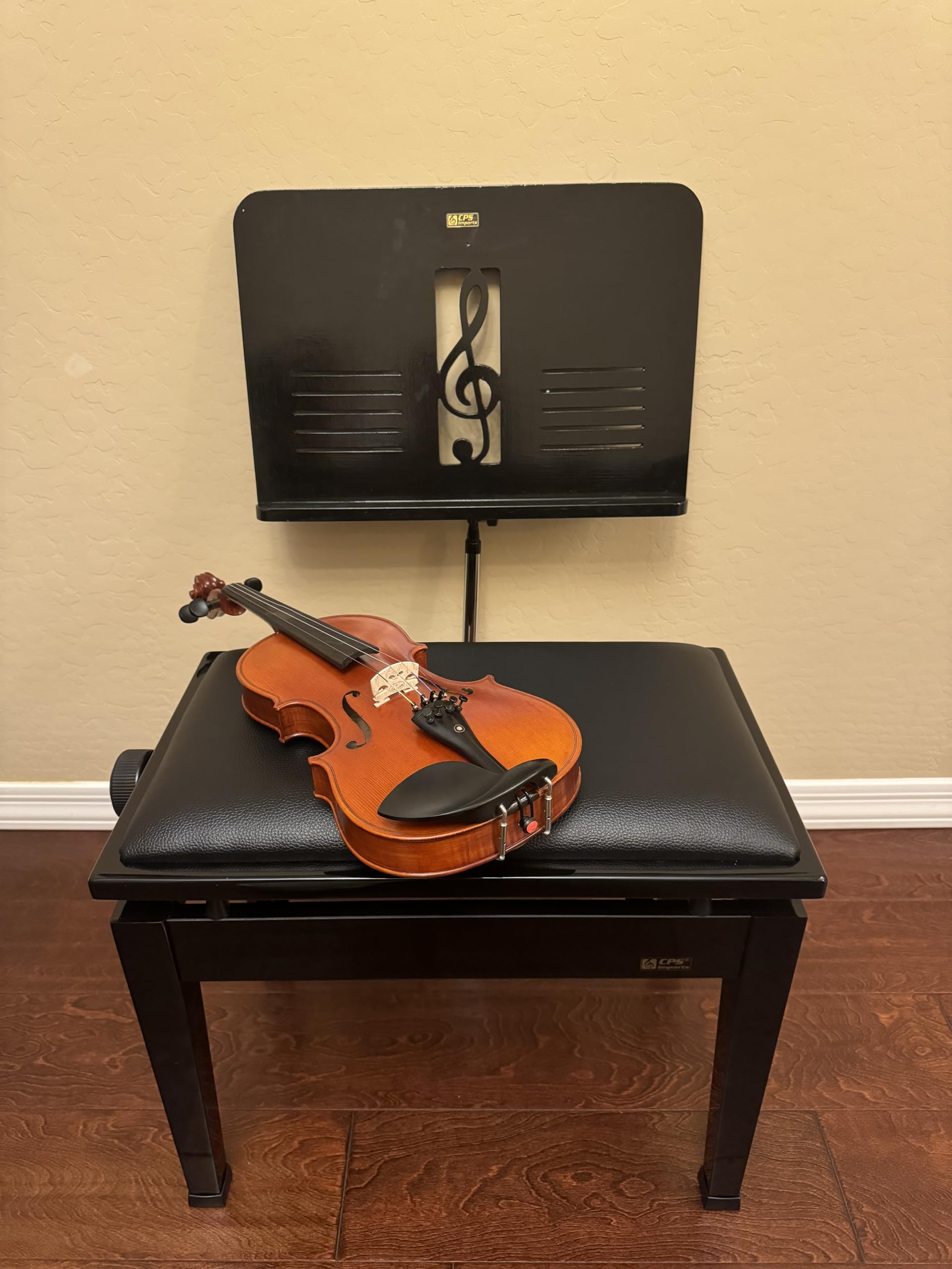 Adjustable Piano Bench Stool with Quick-Release Height Mechanism - Ebony Wooden Seat for Home, Studio & Concert Use
