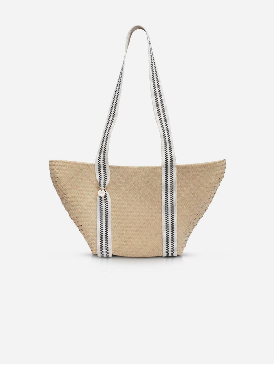 Eco-Friendly Bamboo Vegan Medium Tapered Tote Bag - Black & Cream | Sustainable Fashion Accessory for Work, Travel & Everyday Use