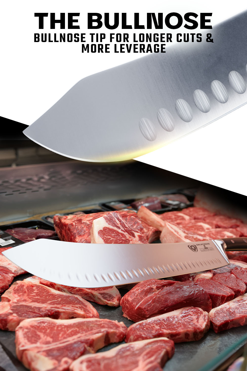 Dalstrong Gladiator Series 14-Inch Extra Long Bull Nose Butcher Knife - Professional Meat Cleaver for Butchers & Chefs - Perfect for Slicing, Chopping & Processing Large Cuts of Meat