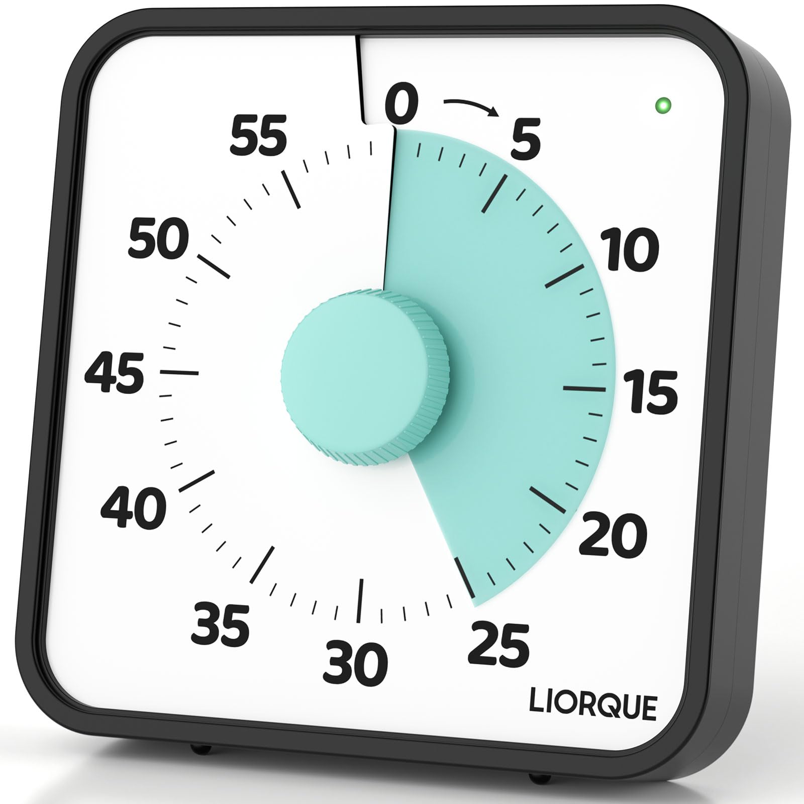 LIORQUE 60-Minute Visual Timer for Kids & Adults - Silent 7.5