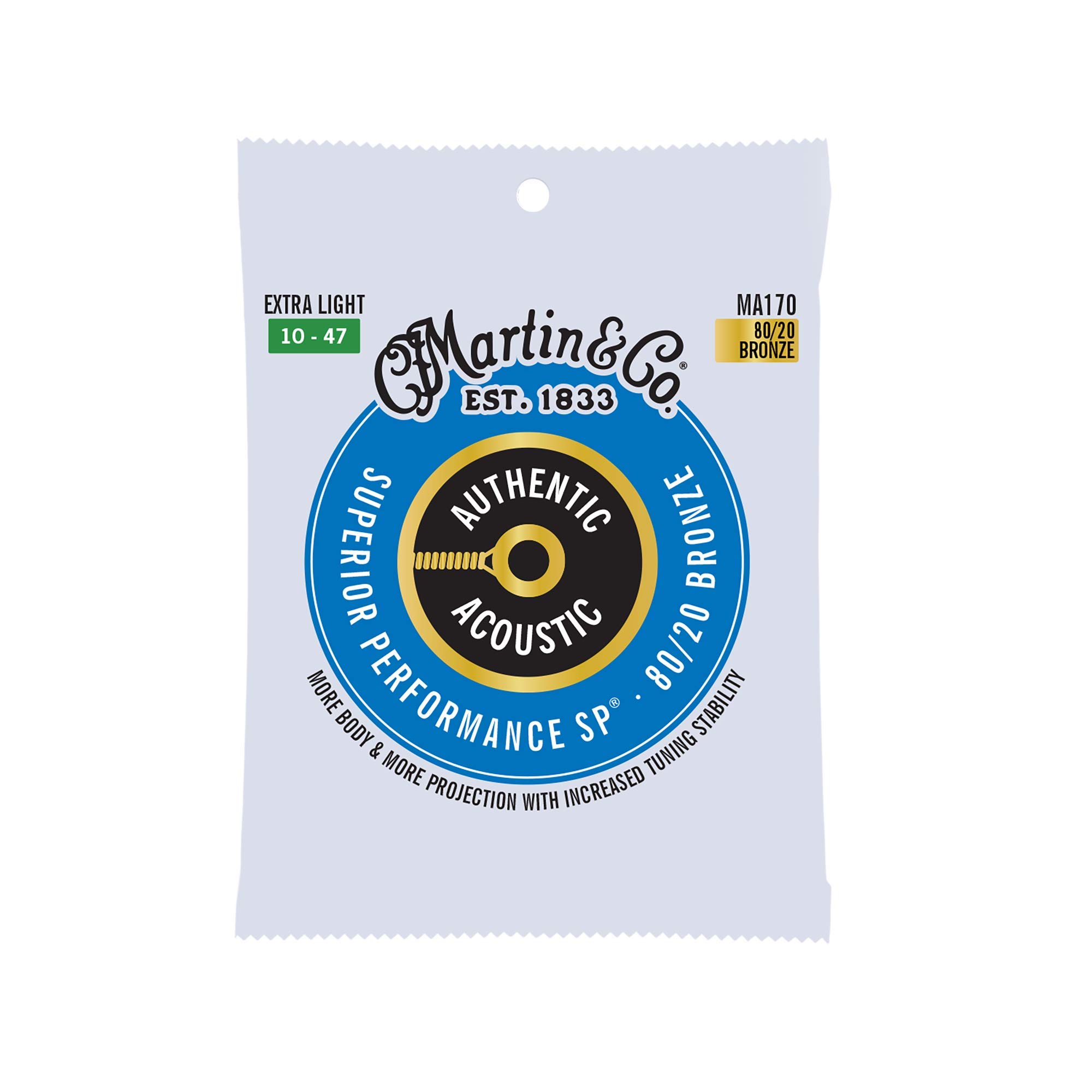 Martin Authentic Acoustic Guitar Strings - Extra Light 10-47 Gauge, 80/20 Bronze Wound for Superior Tone & Playability | Perfect for Beginners, Fingerstyle & Studio Recording