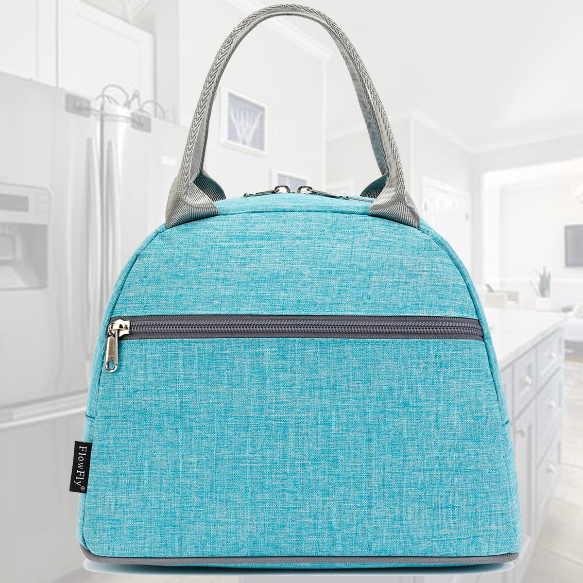 FlowFly Insulated Lunch Cooler Bag for Women & Men - Reusable Tote Lunch Organizer with Handle, Leakproof & Thermal, Perfect for Work, School, Picnics - Sea Blue