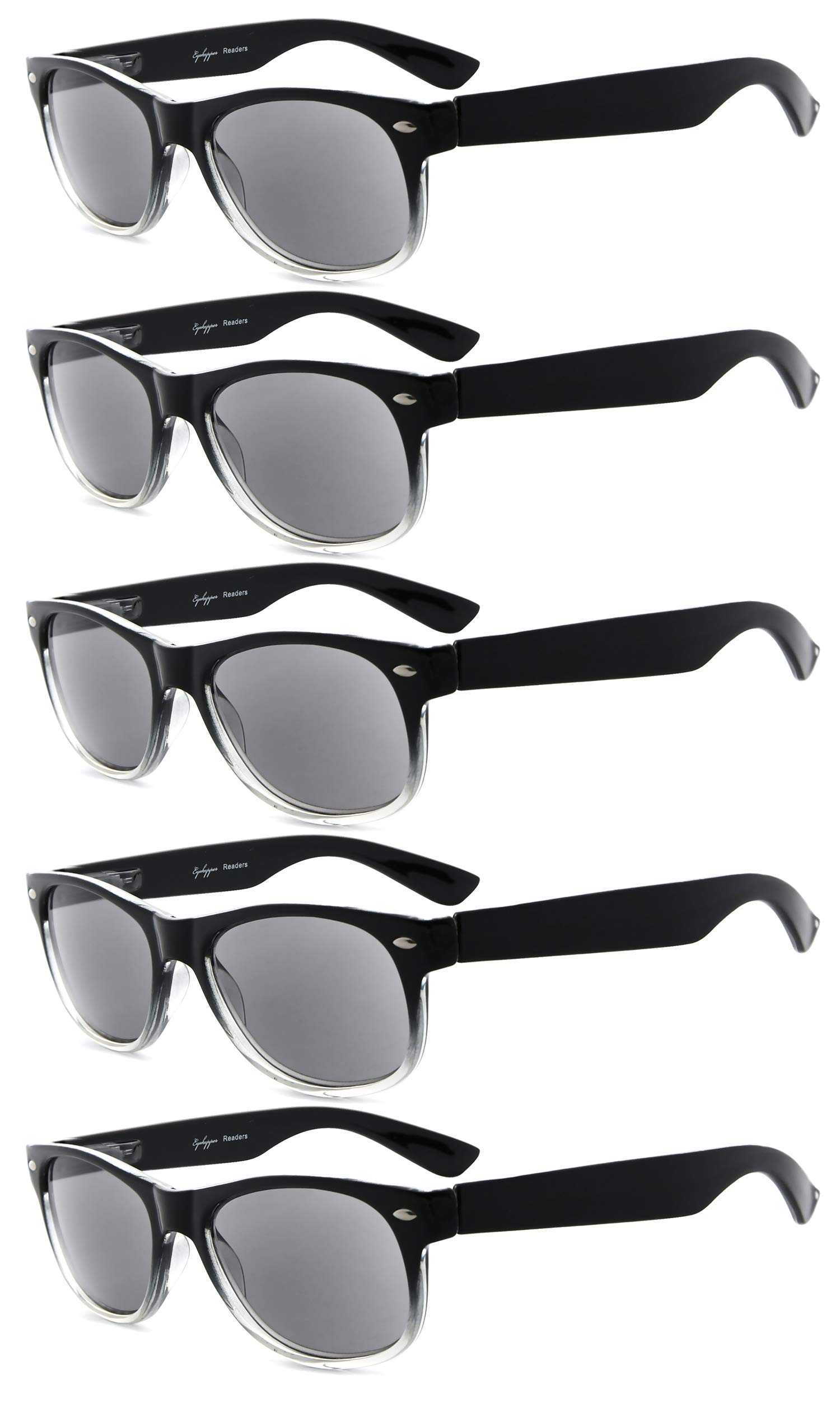 Eyekepper Classic 80's Style Reading Glasses for Women - 5 Pairs of Fashion Readers with UV Protection Sunglasses - Perfect for Reading, Computer Use, and Outdoor Activities