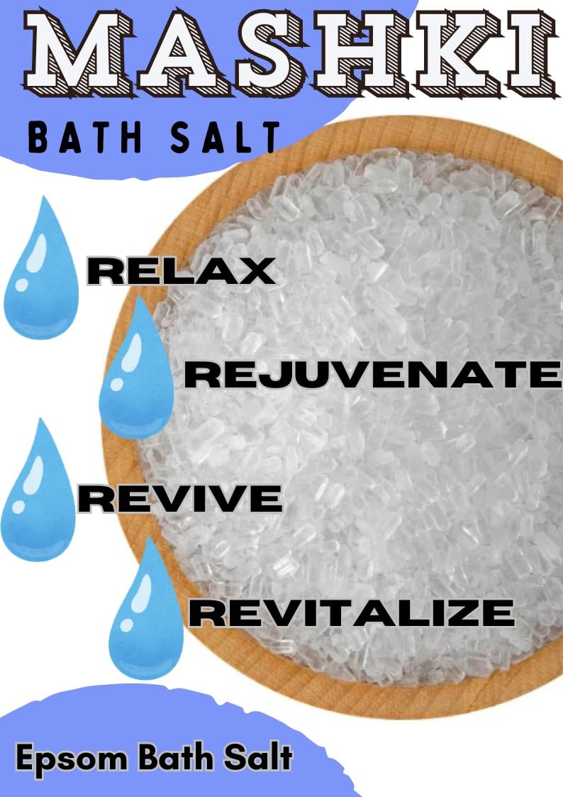 Premium MASHKI Epsom Salt (Magnesium Sulfate) for Muscle Relief, Pain Relief & Skin Care | Wound Healing & Plant Growth Booster | Relaxing Bath Soak, Gardening Aid & Therapeutic Treatment