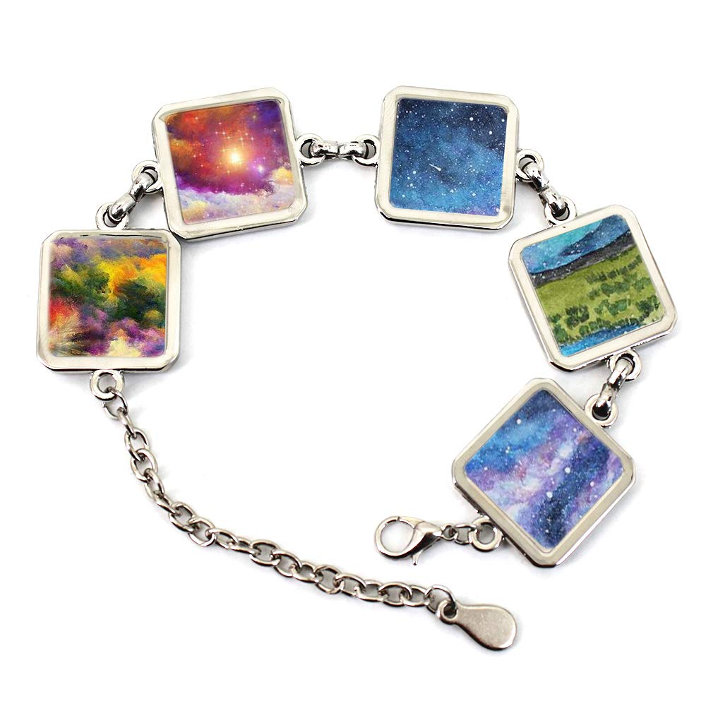 Custom Photo Charm Bracelet for Women - Personalized Adjustable DIY Print Bracelet with 5 Photo Charms - Upload & Add Your Pictures - Perfect for Gifts, Anniversaries & Special Occasions