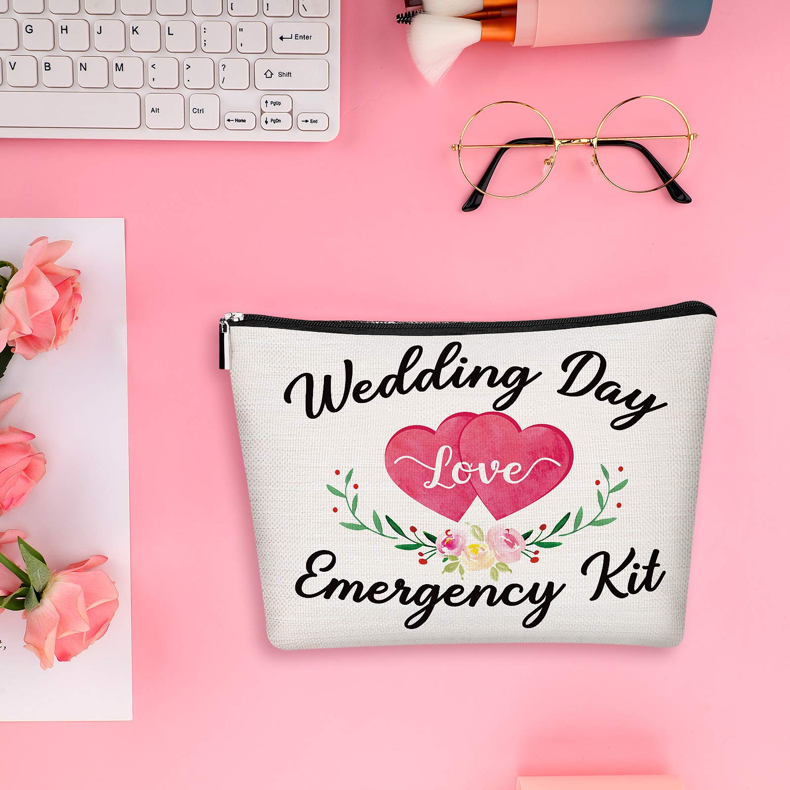 Floral Wedding Emergency Kit - Bride Survival Kit with Makeup Bag, Essential Wedding Day Supplies for Brides - Perfect Bridal Shower Gift & Engagement Present (Classic Series) - Ideal for Last-Minute Wedding Prep, Bridal Emergencies & Destination Weddings