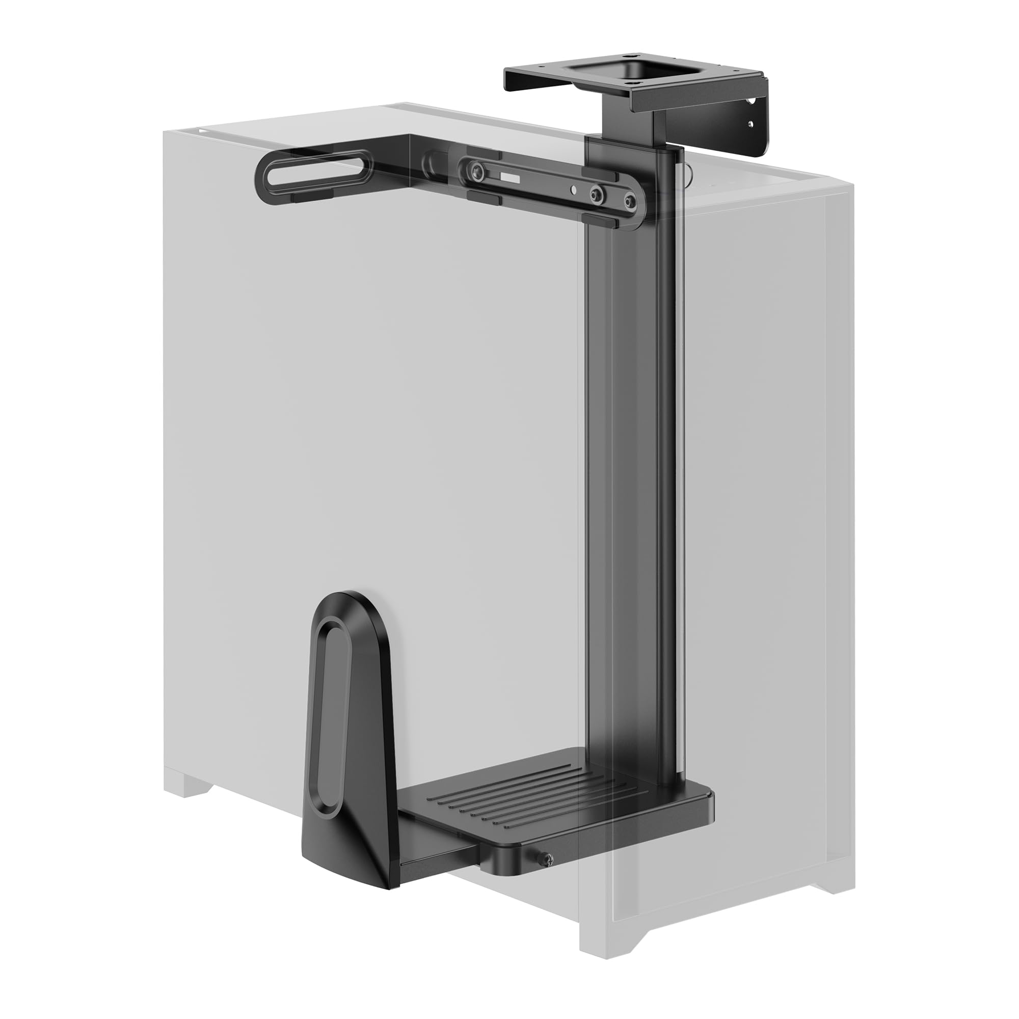 Mount-It! Heavy Duty Under Desk CPU Mount Bracket - Adjustable Height & Width Computer Tower Holder for Wall or Desk Installation - Supports Up to 44 lbs - Black | Perfect for Home Office, Gaming PC & Workspace Organization