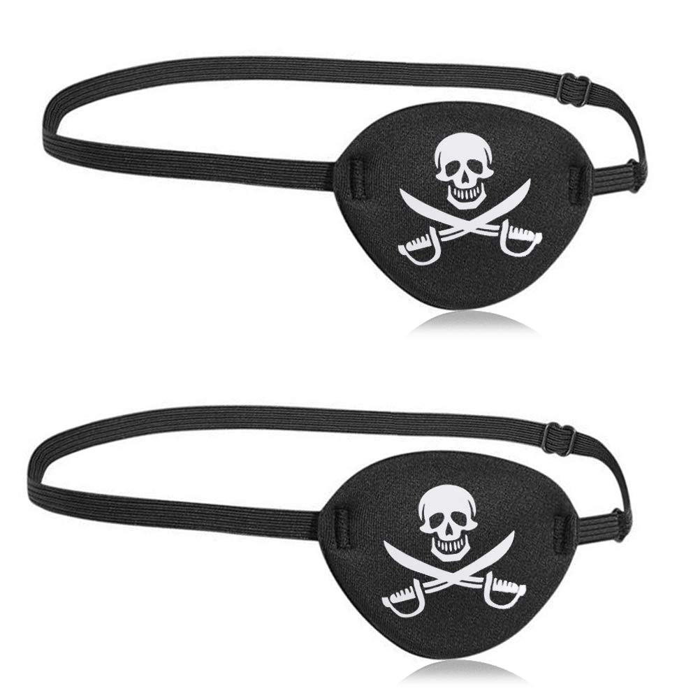 2Pcs Adjustable Eye Patch Mask with Skull and Crossbones Design - Perfect for Pirate Costumes, Halloween Parties, and Themed Events