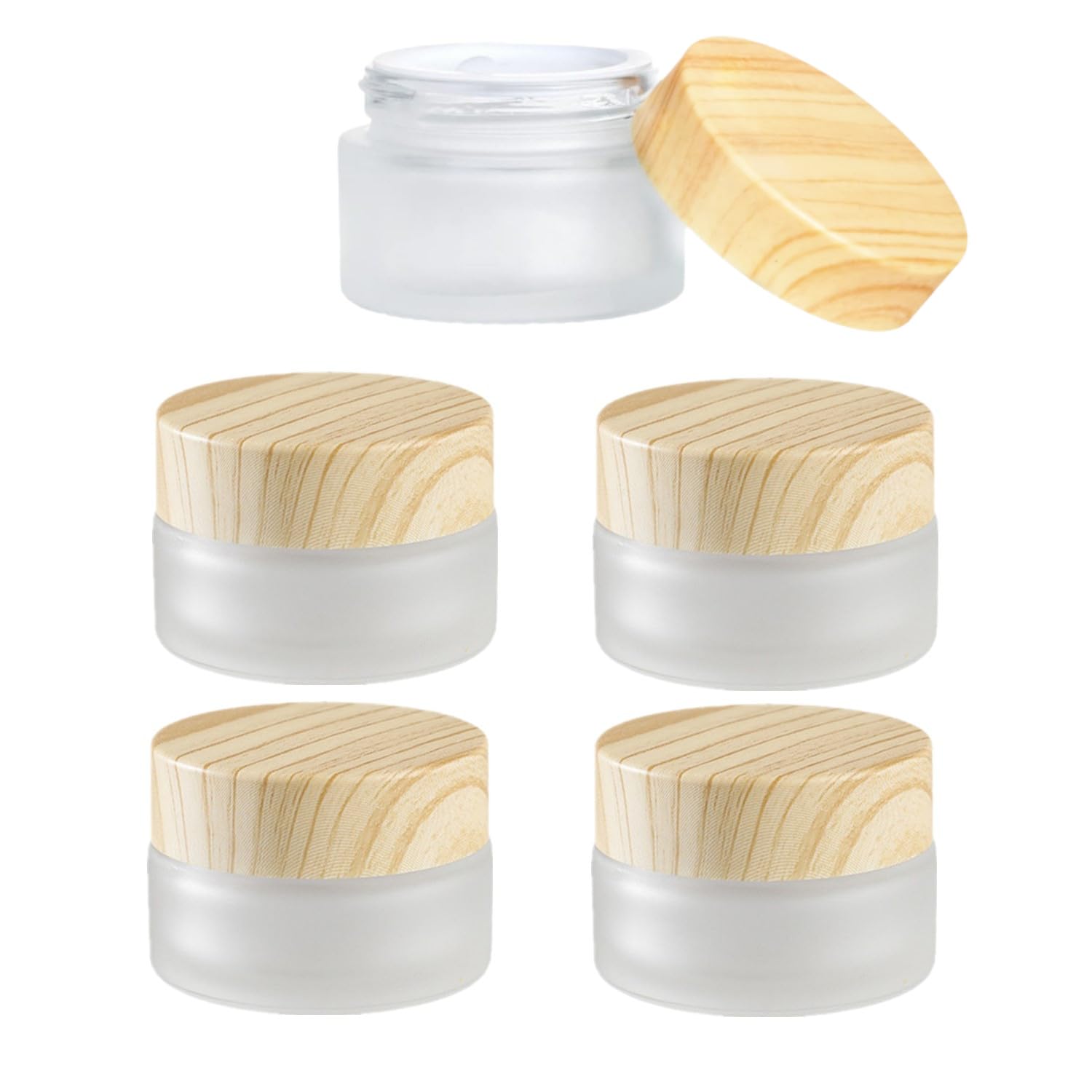 5Pcs 15ml Refillable Glass Cosmetic Jars with Lids - Small Empty Travel Containers for Lotion, Cream, Ointment & Samples | Perfect for DIY Skincare, Makeup Storage & Travel Toiletries
