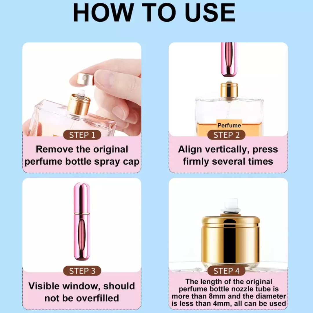 Unsiyat Mini Refillable Perfume Bottle - 5ML Travel Cologne Sprayer, Portable Perfume Atomizer for Women & Men | Perfect for Gym, Travel, Office & On-the-Go Fragrance Touch Ups