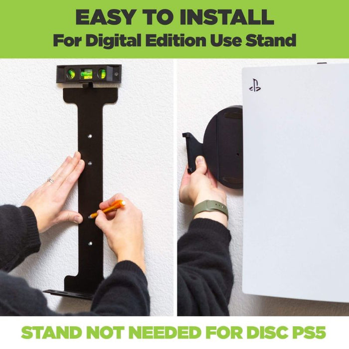 HIDEit PlayStation 5 Wall Mount with Dual Controller Holder - Secure & Space-Saving PS5 Organizer for Gaming Room Setup