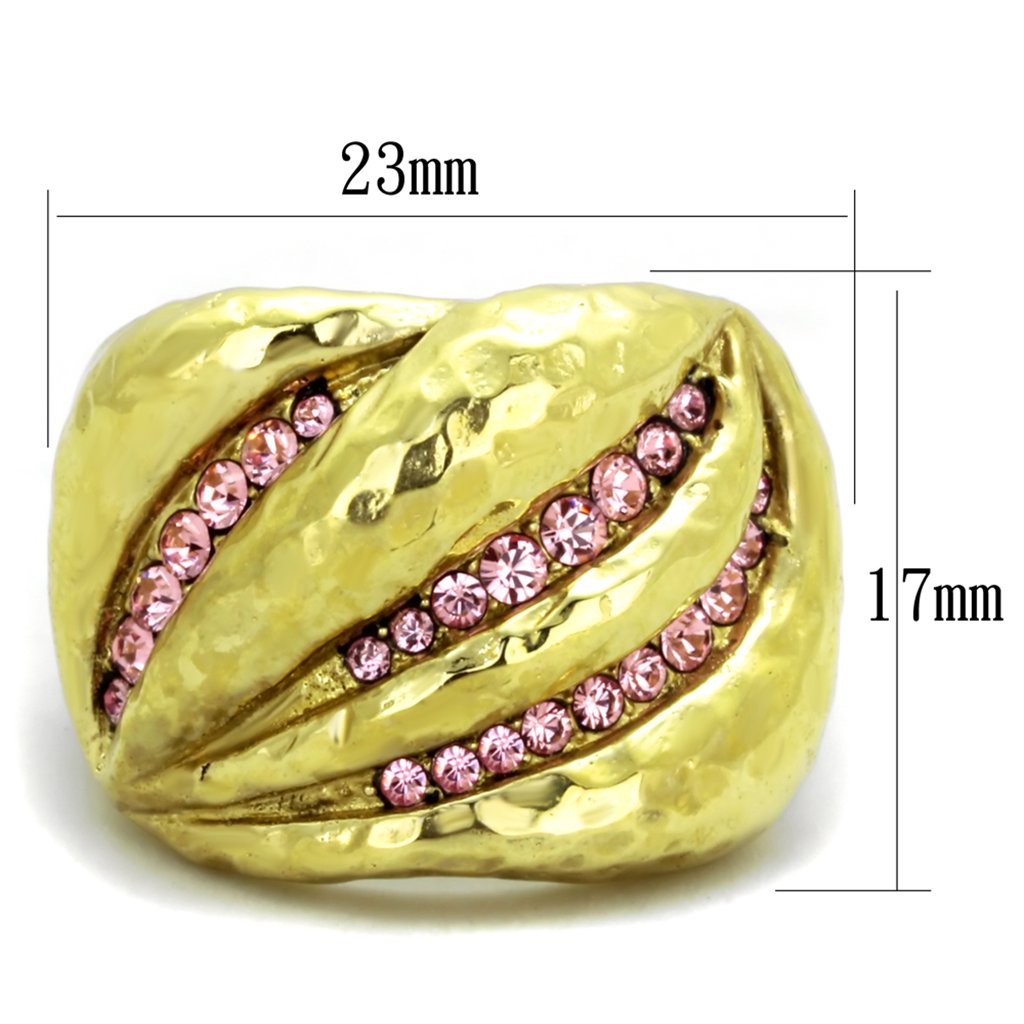 14K Gold Plated Rose Crystal Ring for Women Size 5-10 | Cocktail Party Jewelry