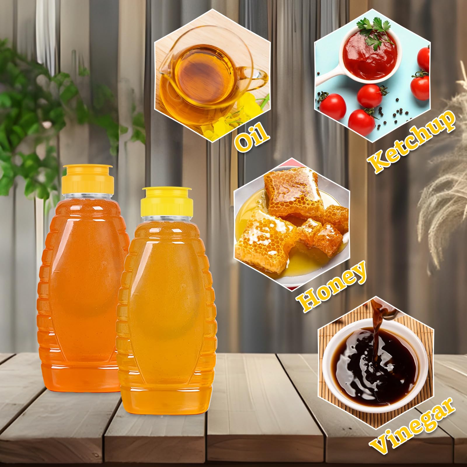 30 Pcs 12Oz Clear Plastic Honey Bottles with Leak-Proof Flip Top Lids - Refillable Squeeze Containers for Fresh Honey Storage - Perfect for Home Kitchen, DIY Gifts & Farmers Market Sales