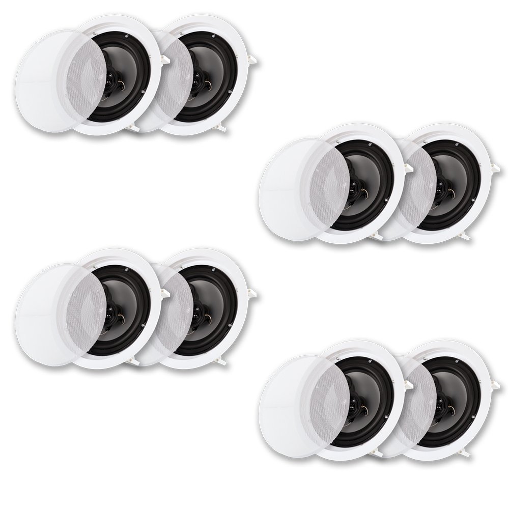 Acoustic Audio CS-IC83 8-Inch In-Ceiling Speakers (4-Pair Pack) - 3-Way Home Theater System with 2800W Power - Perfect for Home Cinema, Background Music & Multi-Room Audio