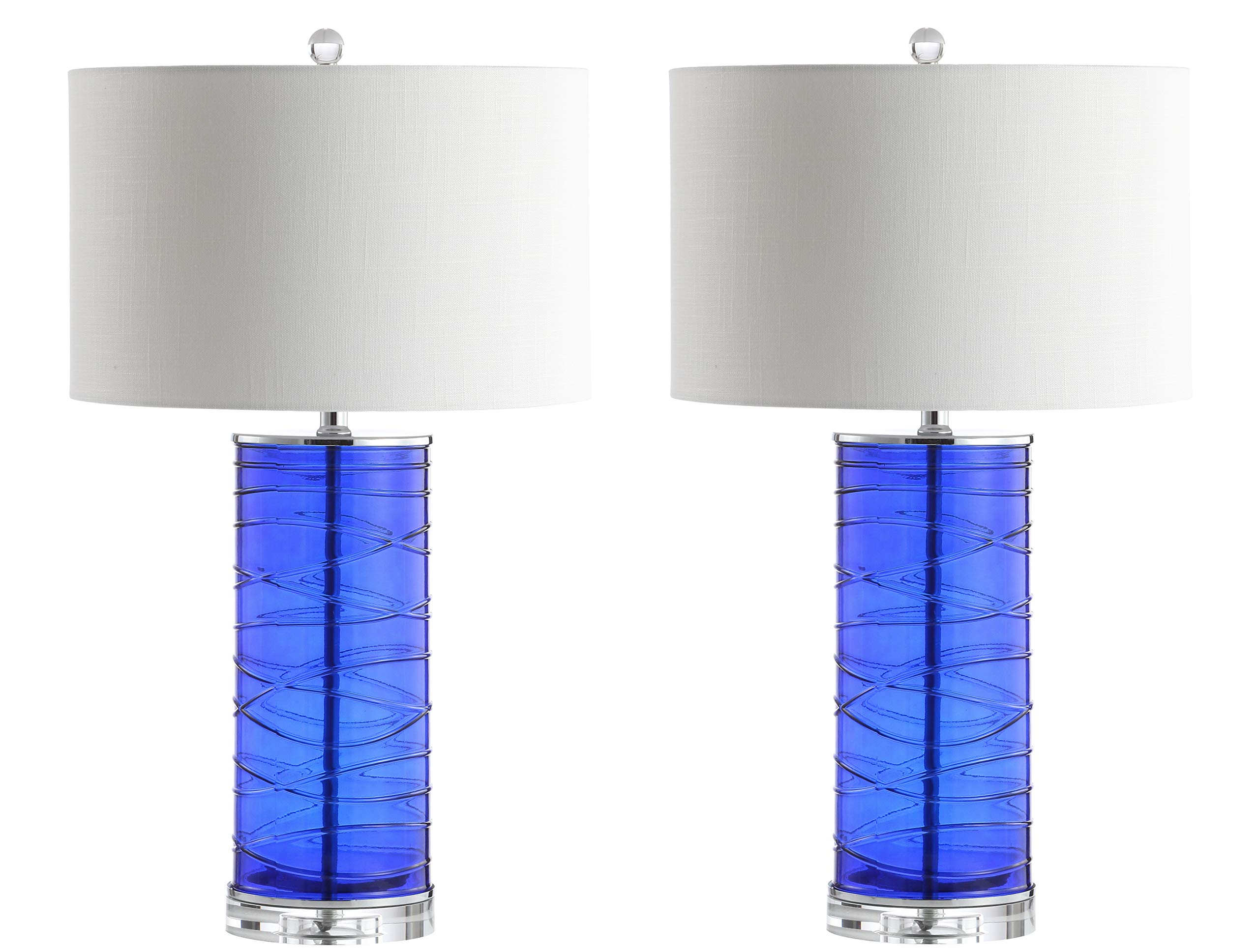 JONATHAN Y JYL4017D-SET2 Set of 2 Modern Fused Glass Cylinder LED Table Lamps - 27.5