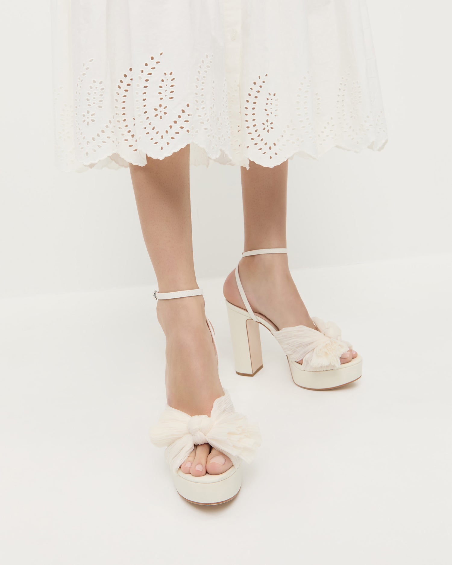 Natalia Pearl Platform Bow Heel Sandals for Women - Elegant High Heel Dress Shoes for Weddings, Parties & Special Occasions