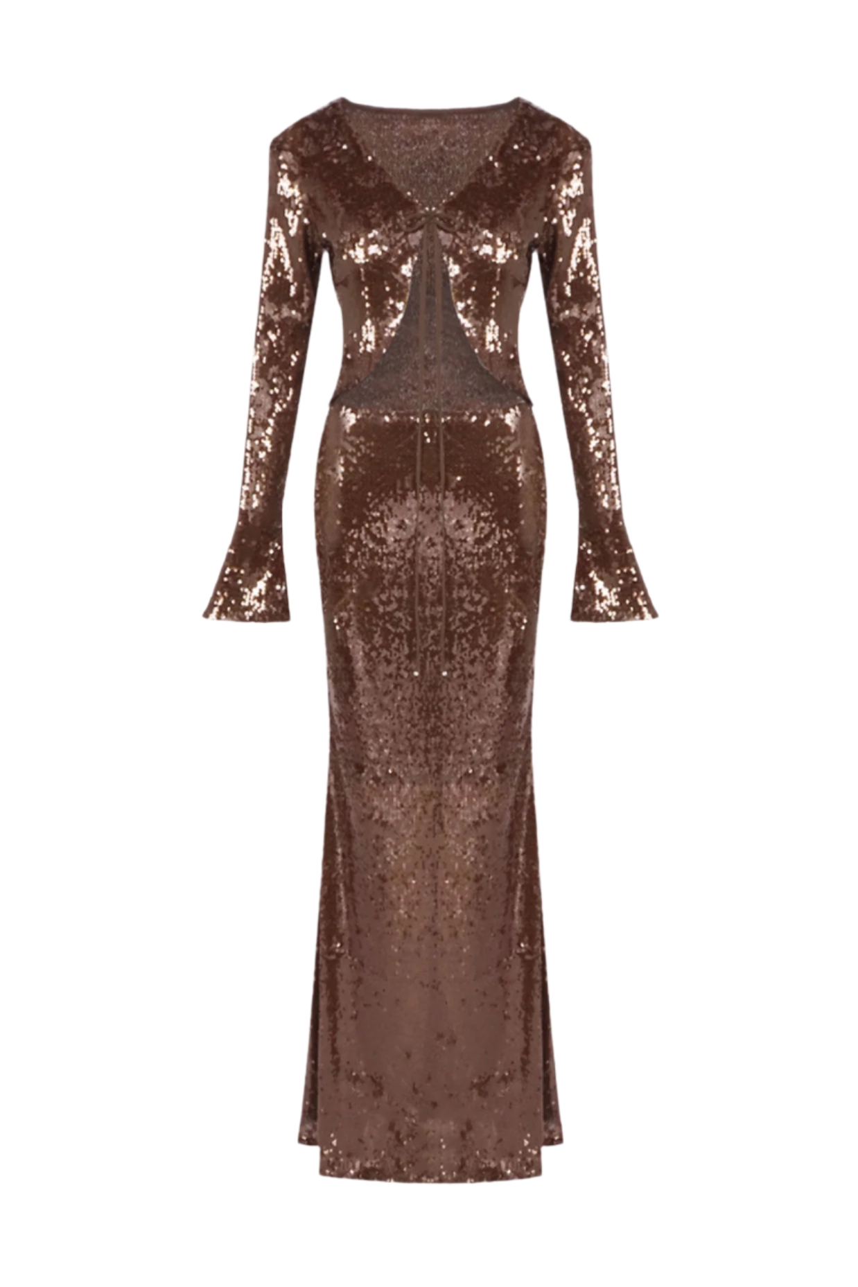 Aubelin Sequin Two Piece Set - Women's Elegant Brown Sequin Top & Skirt Outfit for Party, Night Out, and Special Occasions