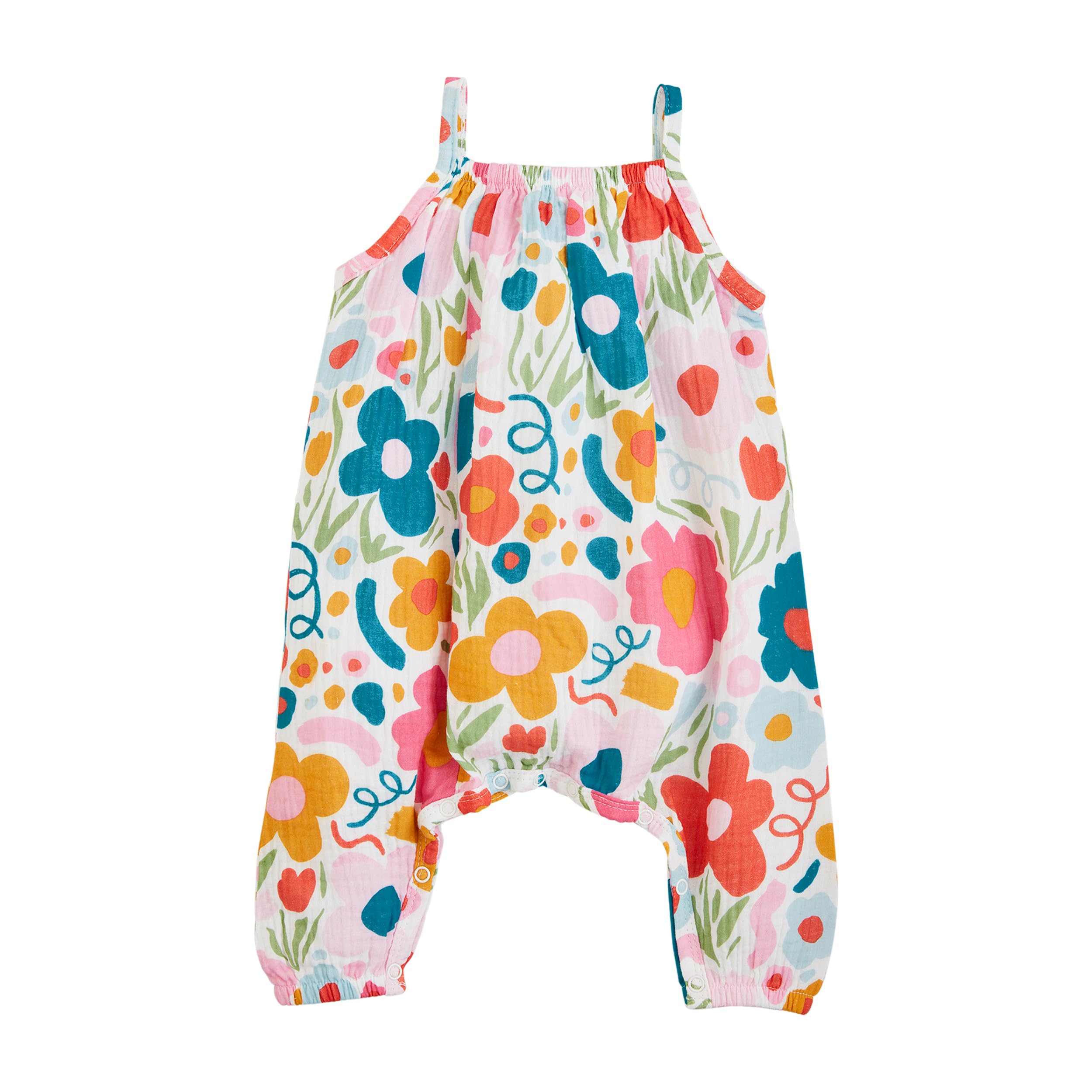 Mud Pie Baby Girls Floral Printed Longall Romper - Cute & Comfortable Outfit for Infants & Toddlers - Perfect for Playdates, Parties & Photo Shoots