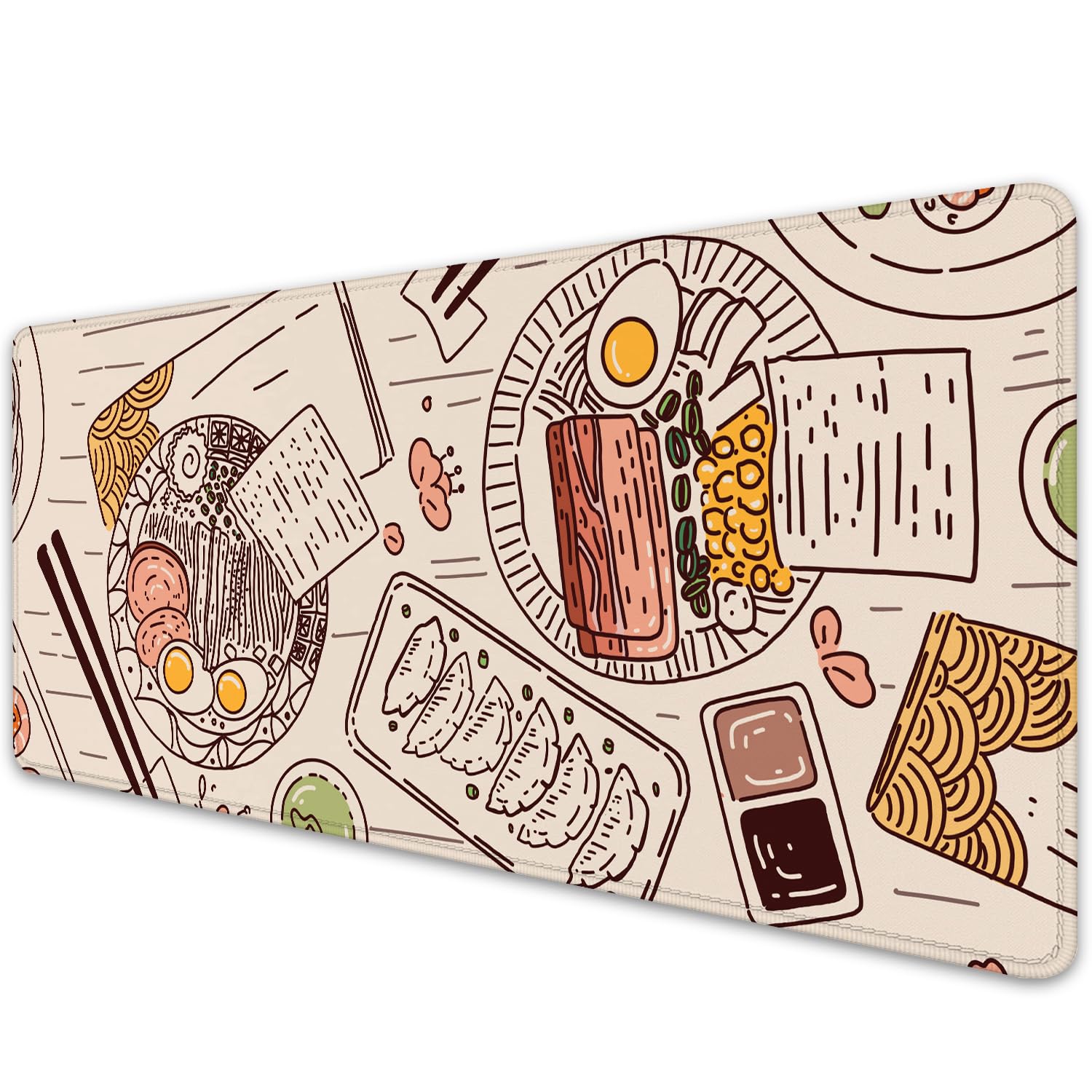 Japanese Ramen Sushi Themed Large Desk Mat - 27.5x11.8 Inch Non-Slip Mouse Pad for Gaming, Office & Home Workspace - Perfect for Anime Lovers, Food Enthusiasts & PC Gamers (Black)