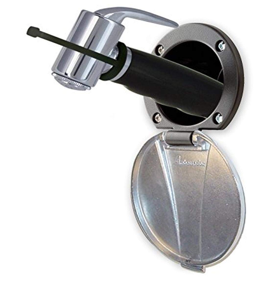 Ambassador Marine Stainless Steel Shower Kit with Plastic Cup & Recessed Lid - Includes Hammer-Head Black Sprayer and 6-Foot Hose for Boats, RVs, and Outdoor Showers | Perfect for Marine, Camping, and Off-Grid Living